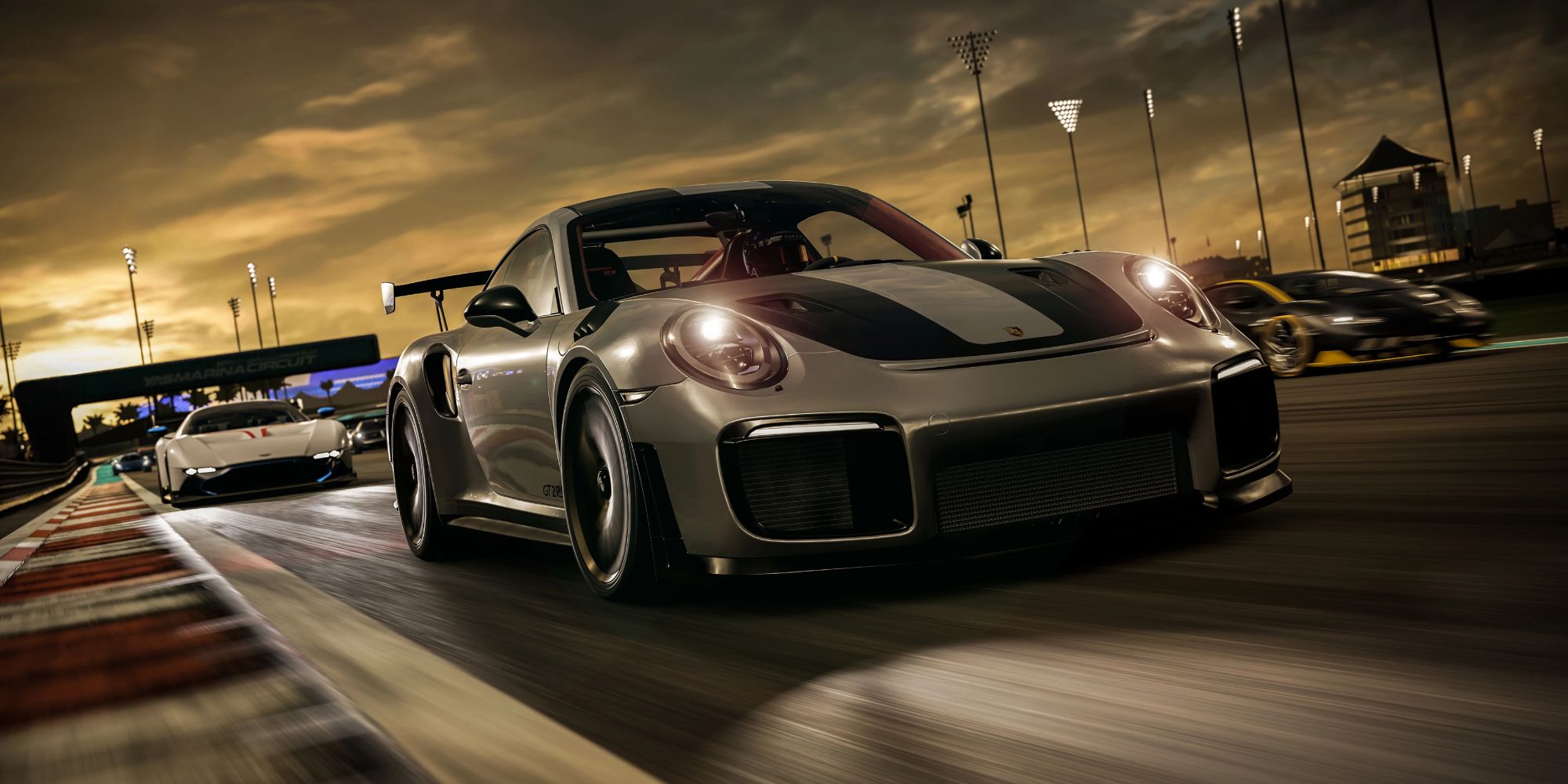 A porsche racing in Forza Motorsport 7.