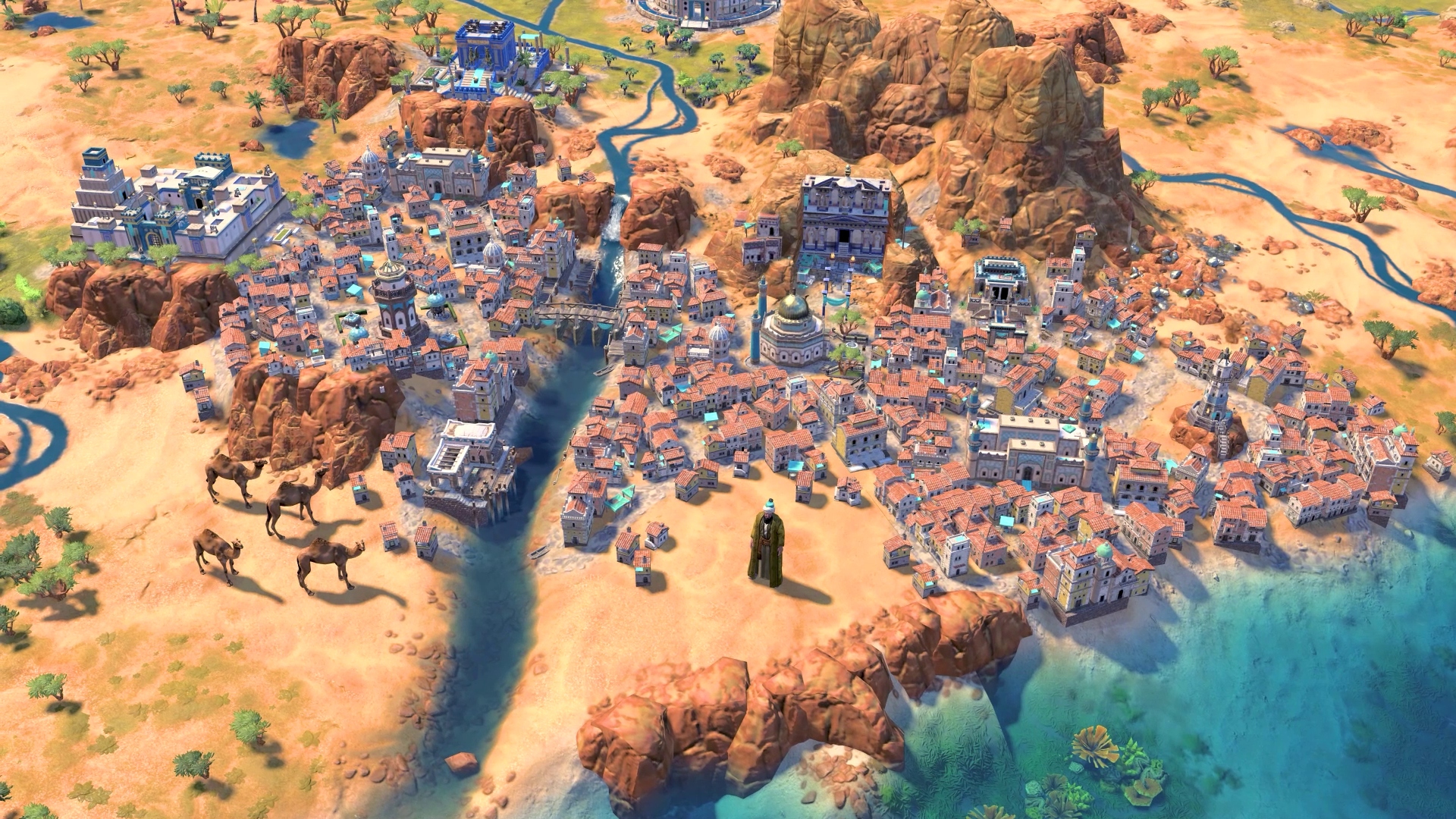 Civilization 7 combat mechanics: A desert landscape from Firaxis strategy game Civ 7