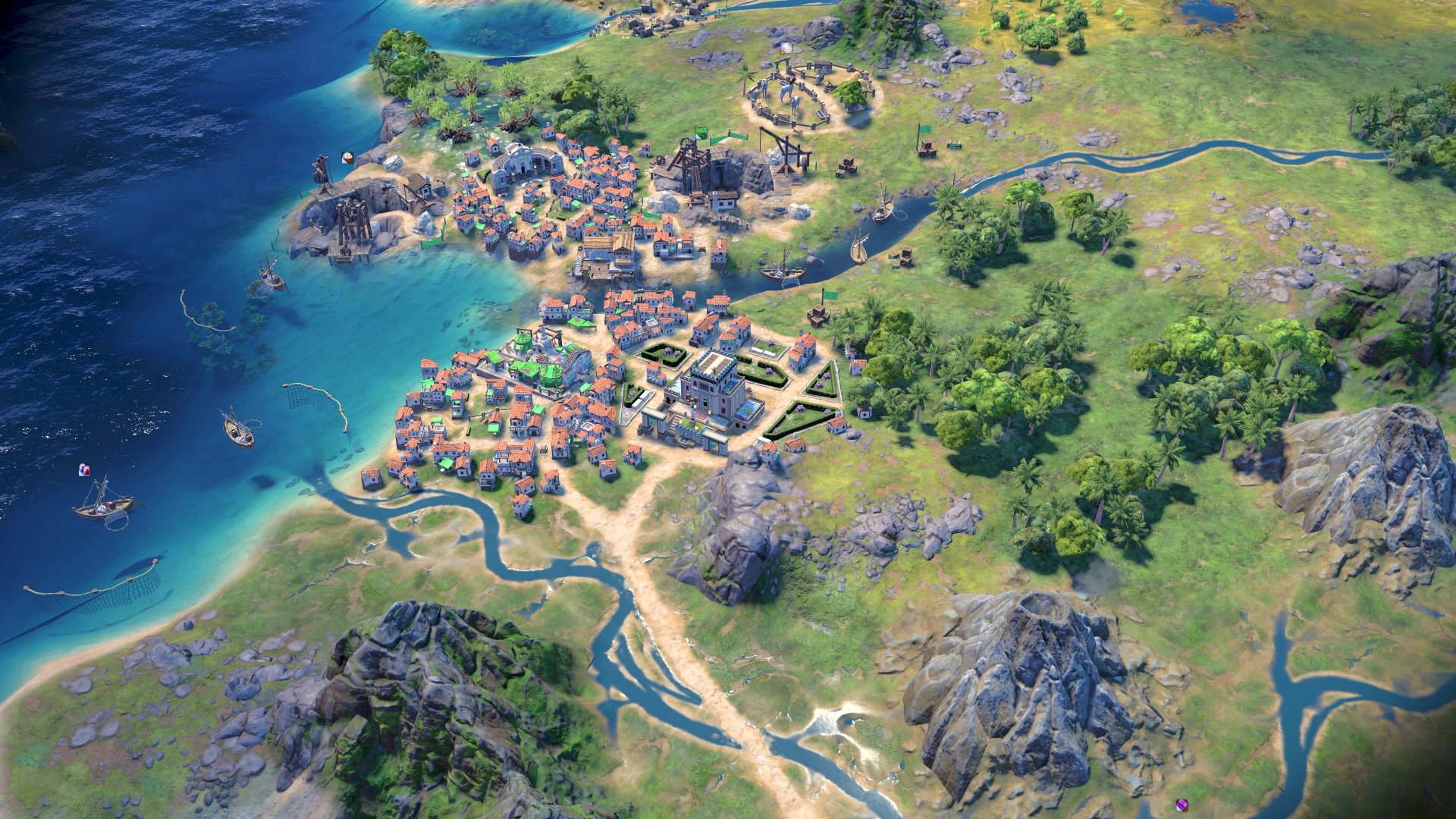 Civilization 7 combat mechanics: A small town from Firaxis strategy game Civ 7