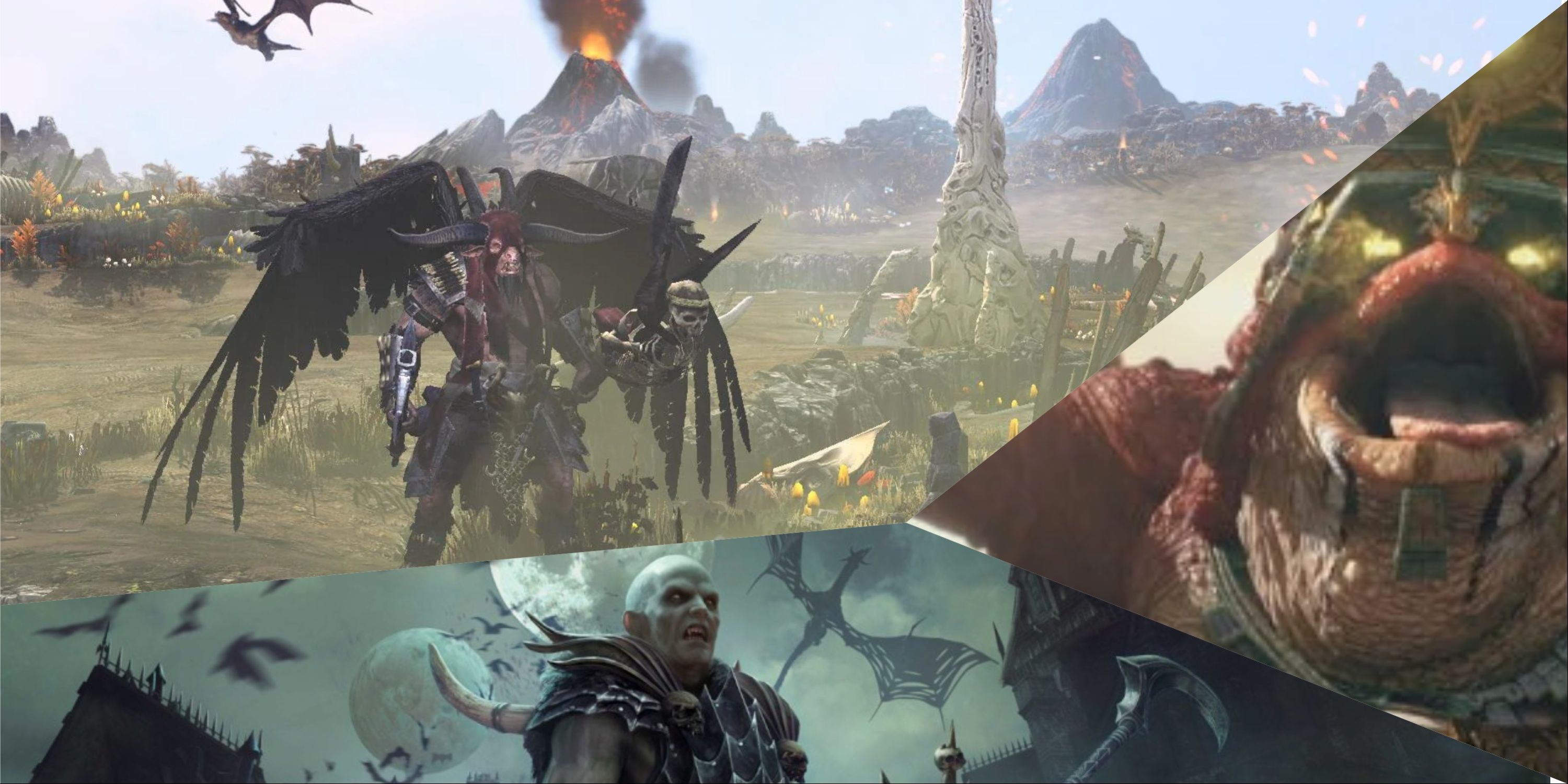 A split image of the hardest Legendary Lord Starting Positions in Total War Warhammer 3