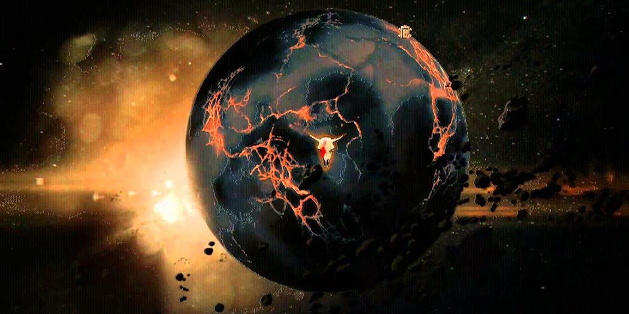 Black Ops 2 screenshot of the Buried icon on a blackened, destroyed Earth.