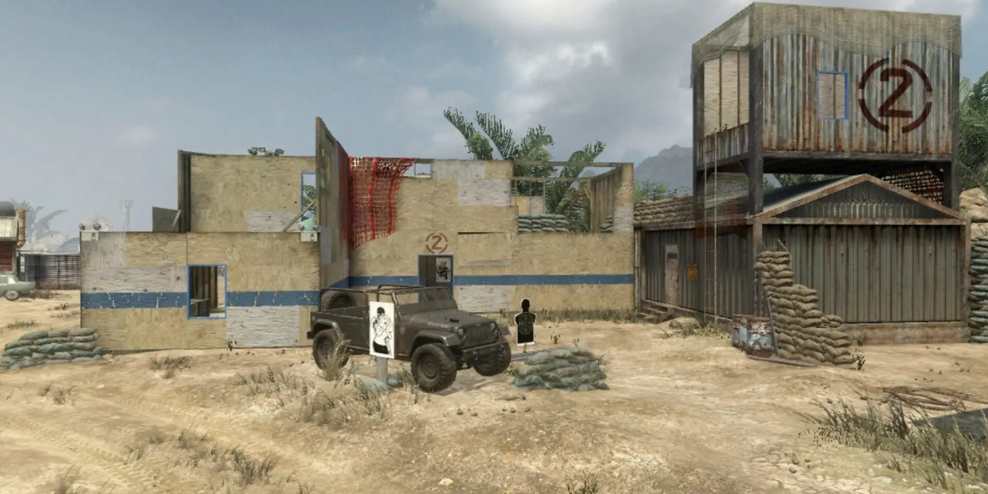 A view of the Firing Range map in Call of Duty.