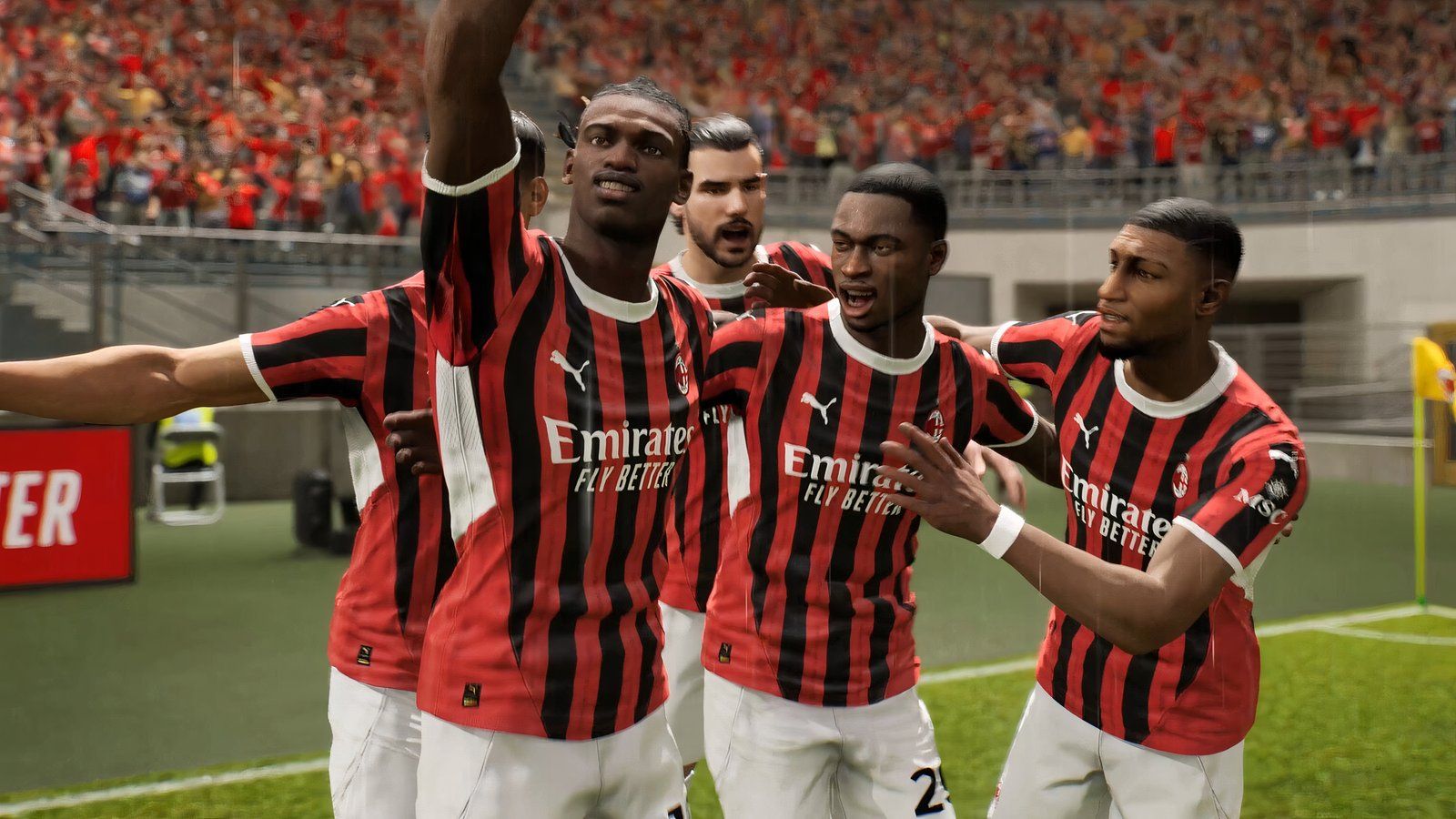 AC Milan players celebrating a goal in eFootball 2024