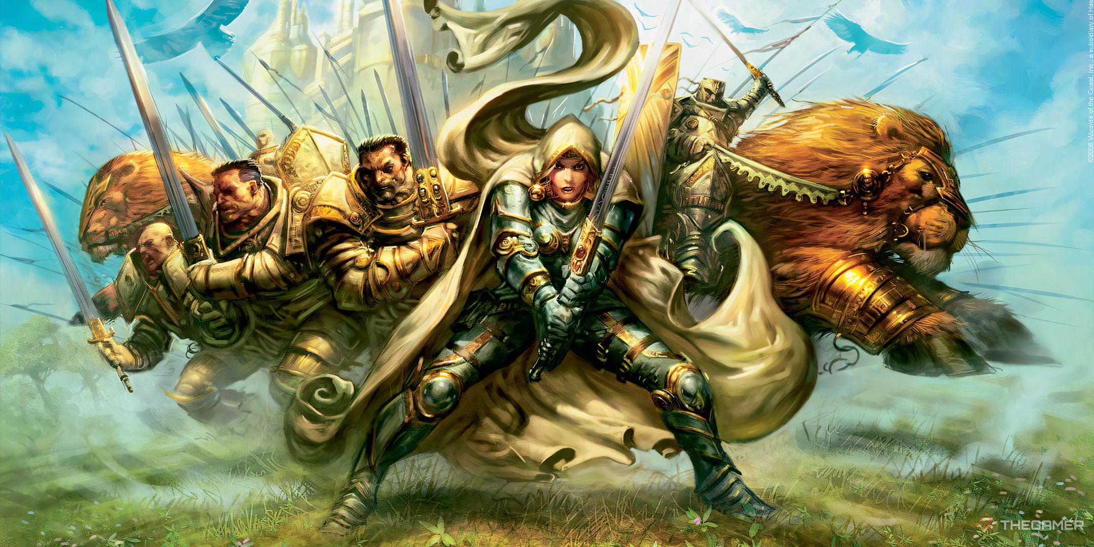 Bant art by Greg Staples, showing Bant soldiers ready for a fight in MTG.