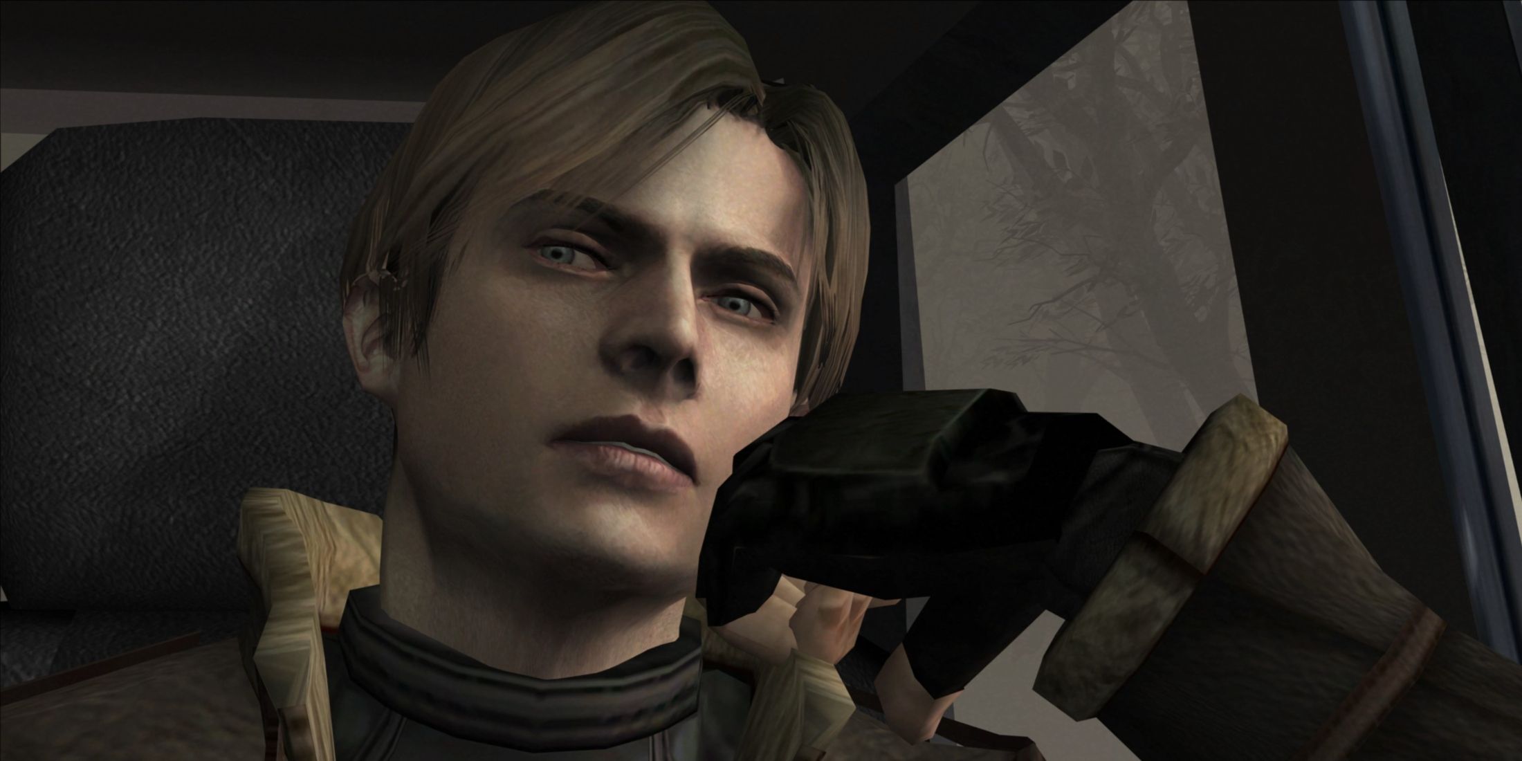 A close-up of Leon Kennedy in deep thought