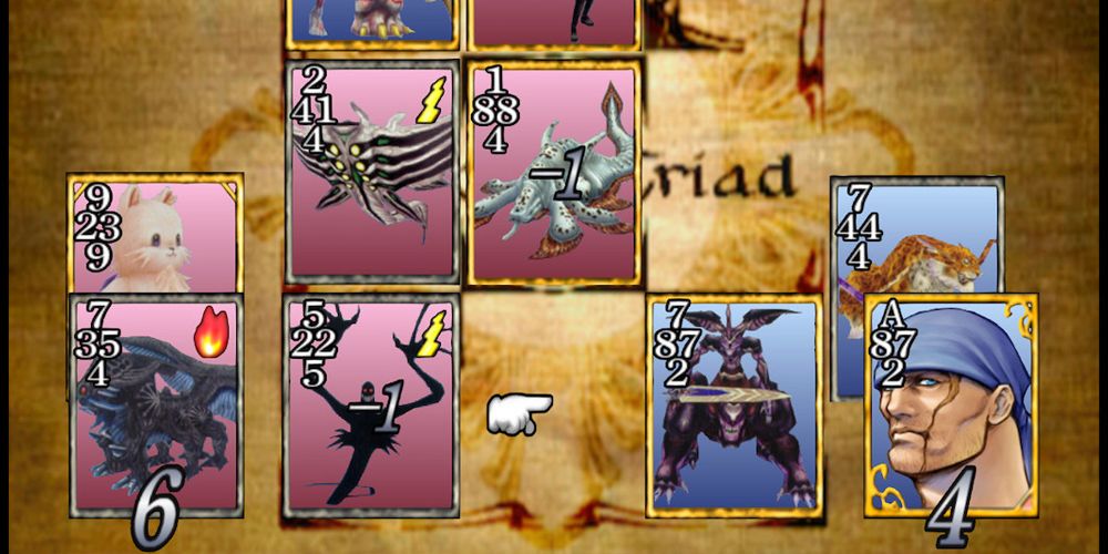 a game of triple triad in action in final fantasy 8.