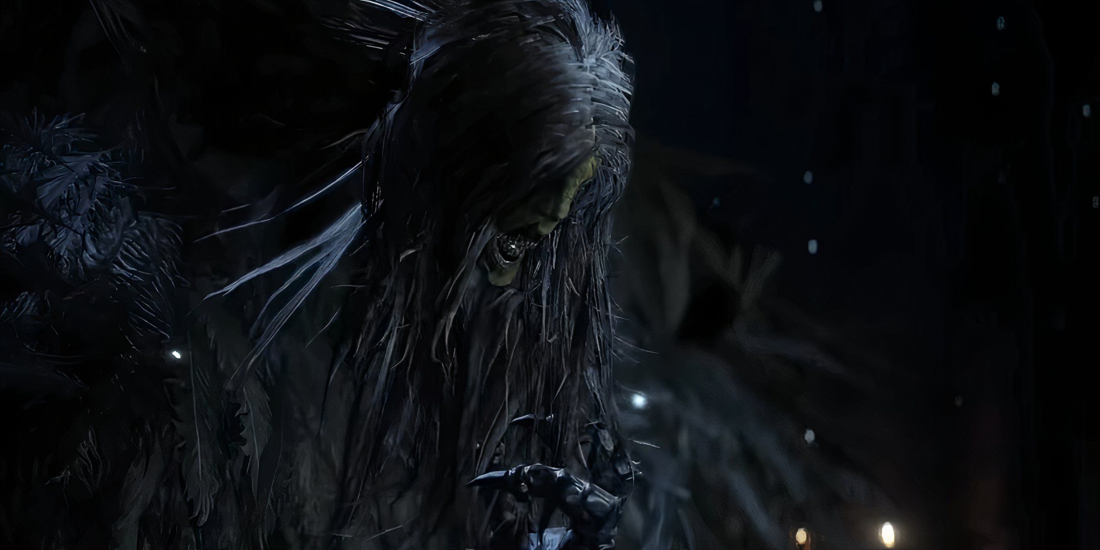 Screenshot of Father Ariandel close up in Dark Souls III.