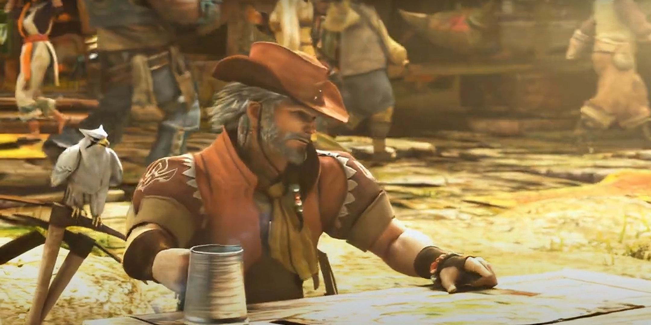 Caravaneer looking at his next destination in Monster Hunter 4.