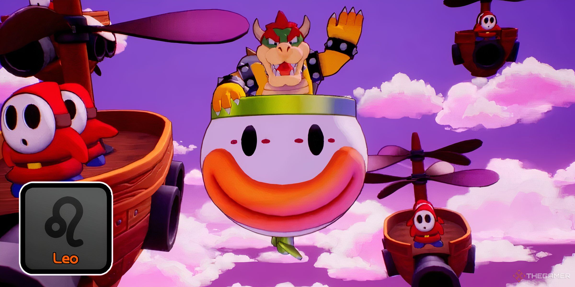 Bowser Launching An Airship Attack In Mario & Luigi: Brothership, With The Leo Star Sign.