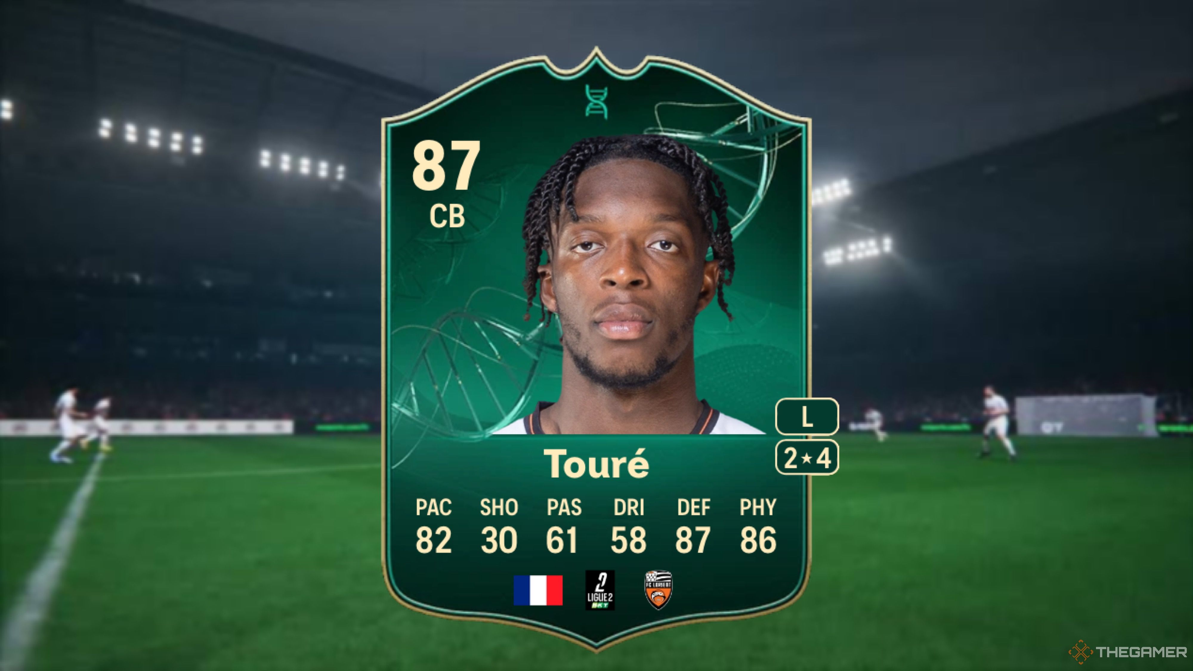 Image showing Touré card against a faded stadium background.