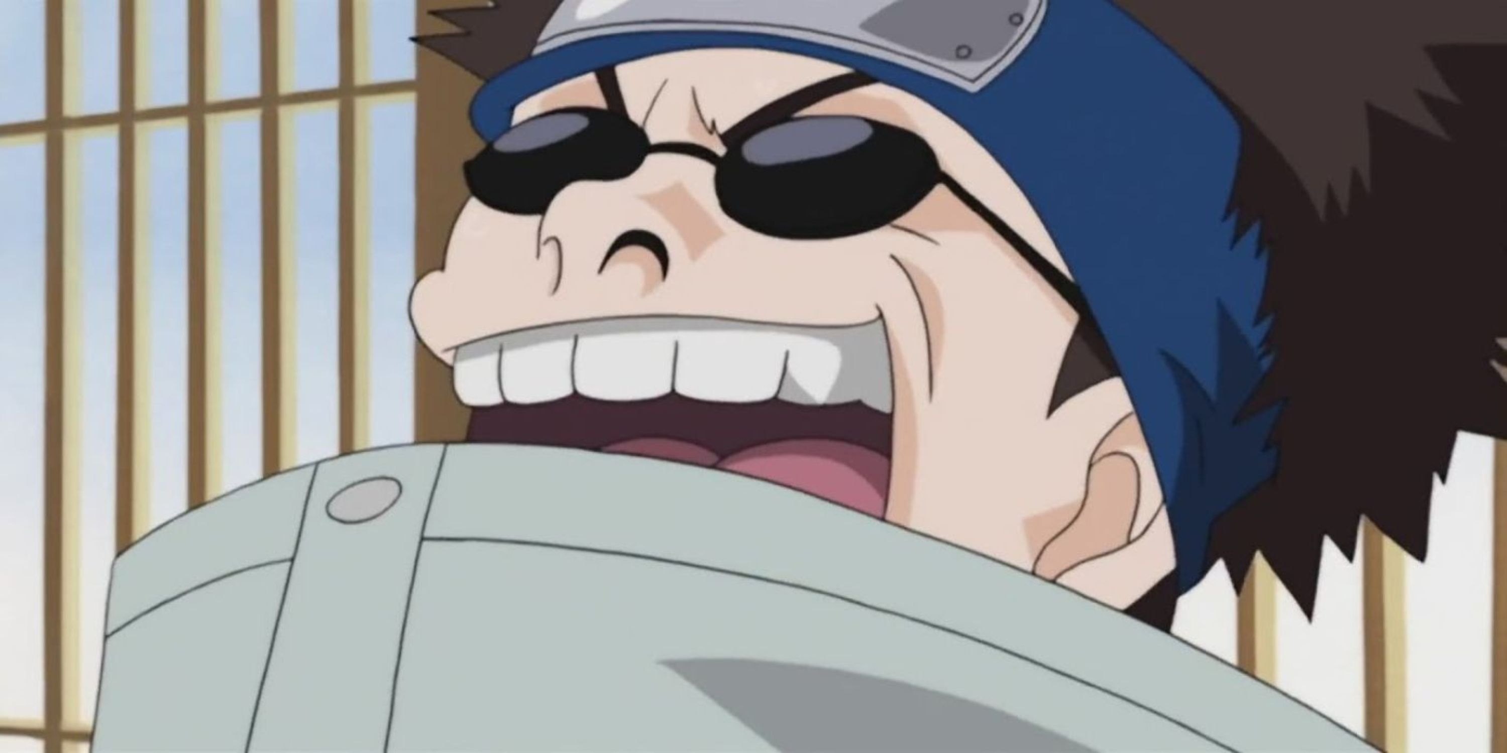 Shino laughing in Naruto