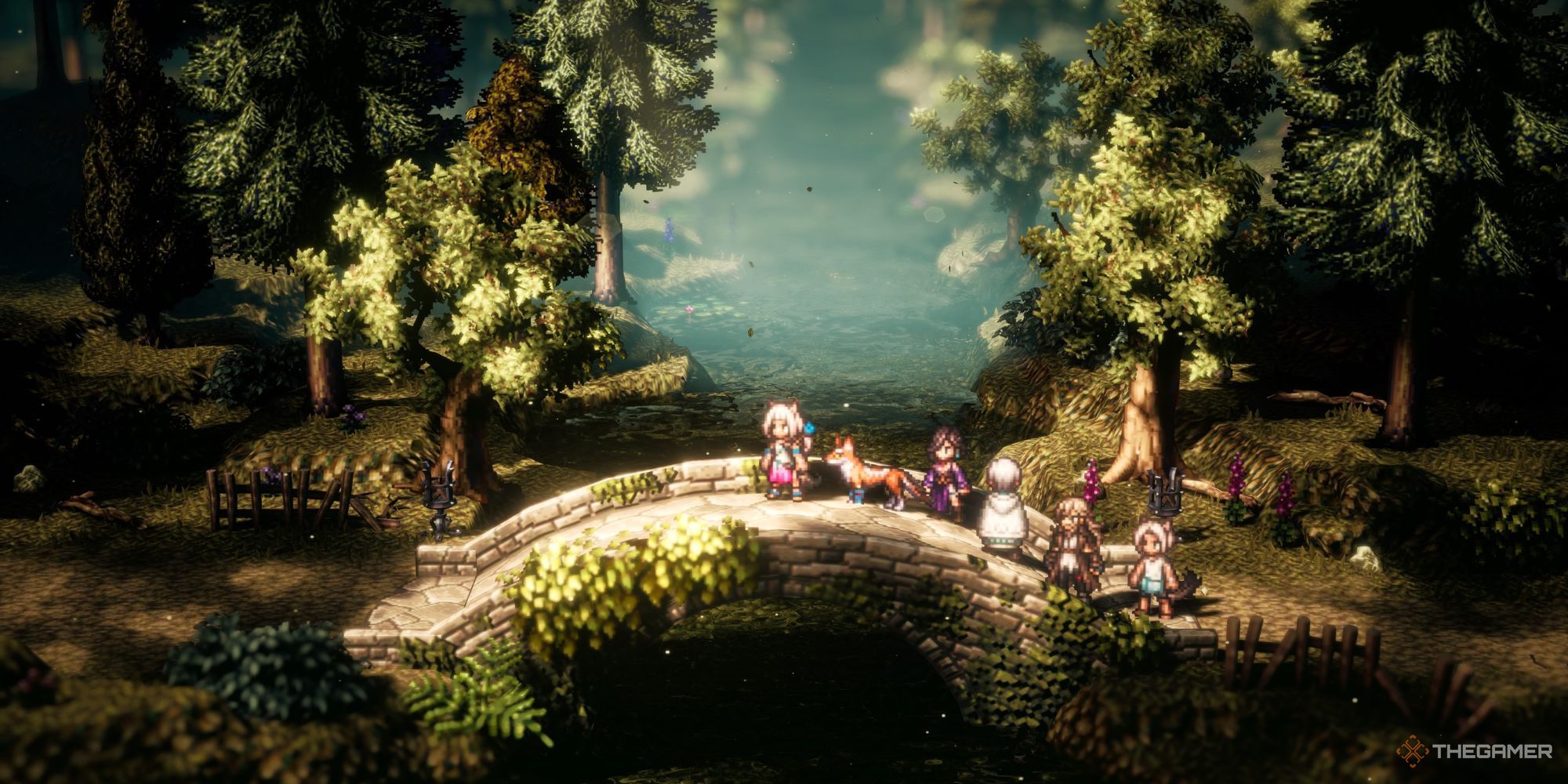 A bridge in Leaflands in Octopath Traveler 2.