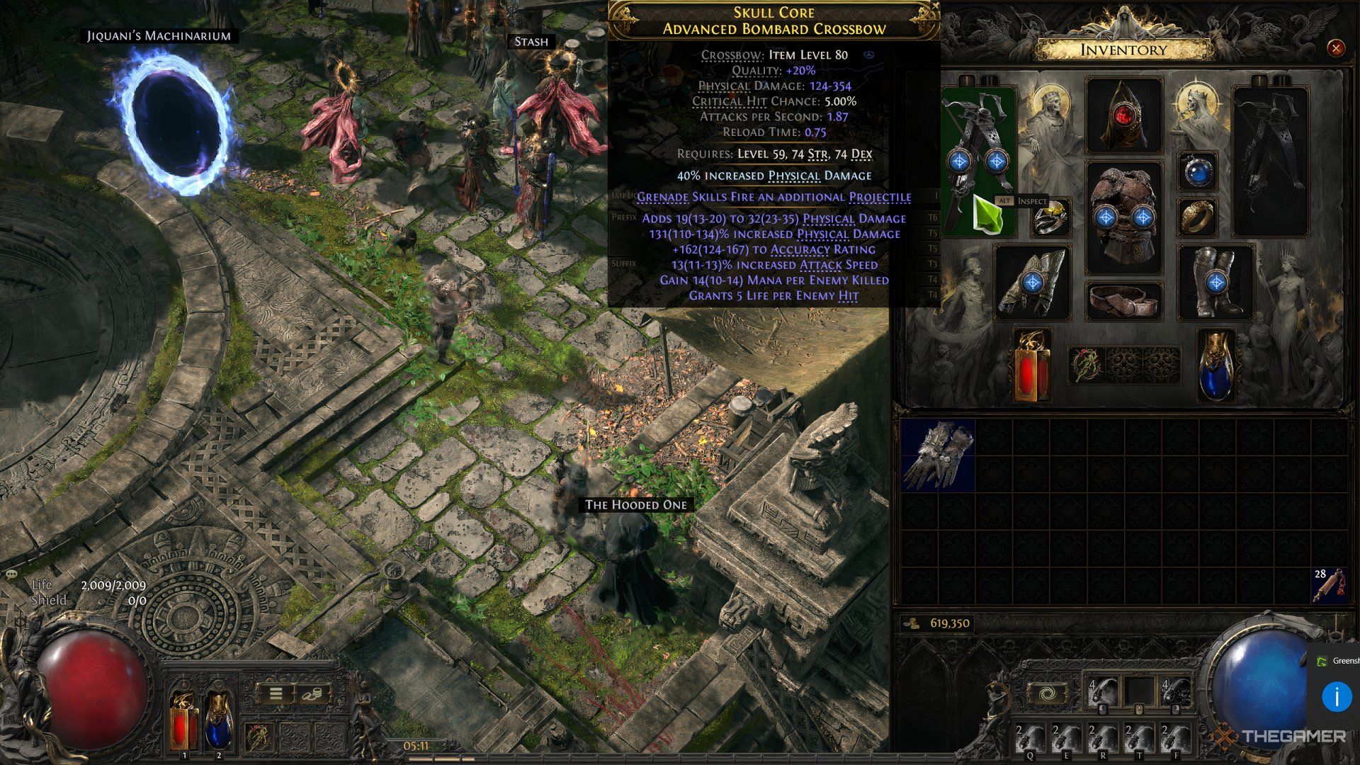 An example of a Bombard Crossbow that is needed for the endgame of Mercenary Grenade build in Path of Exile 2.