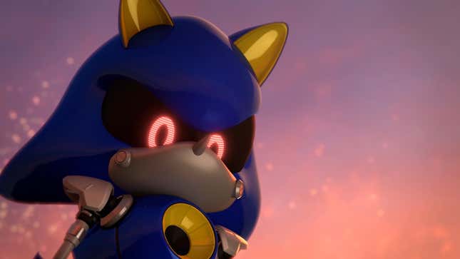 Metal Sonic looks down at something off-screen in Sonic Forces.