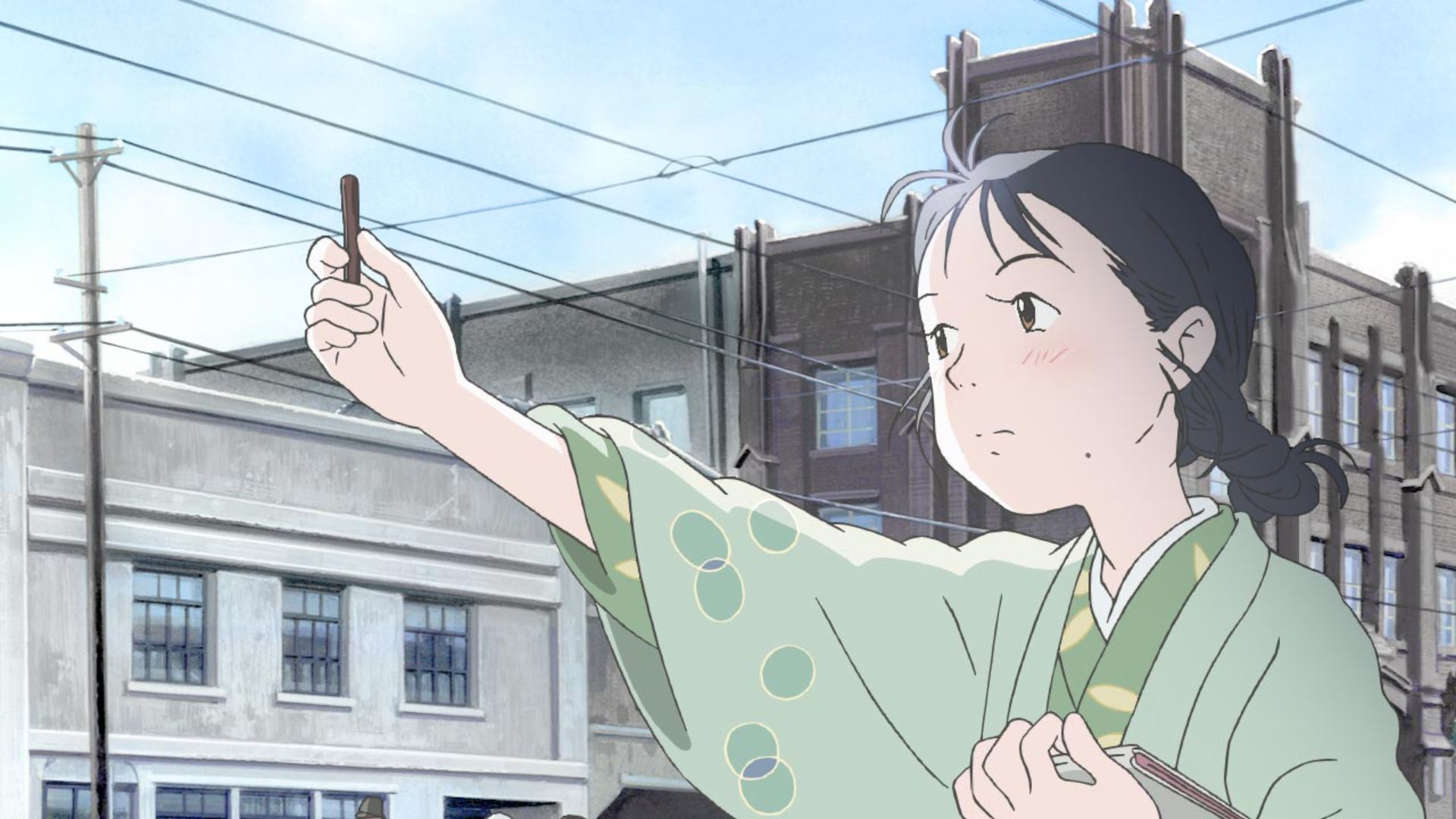 Suzu wearing a kimono and holding out an item in In This Corner of the World