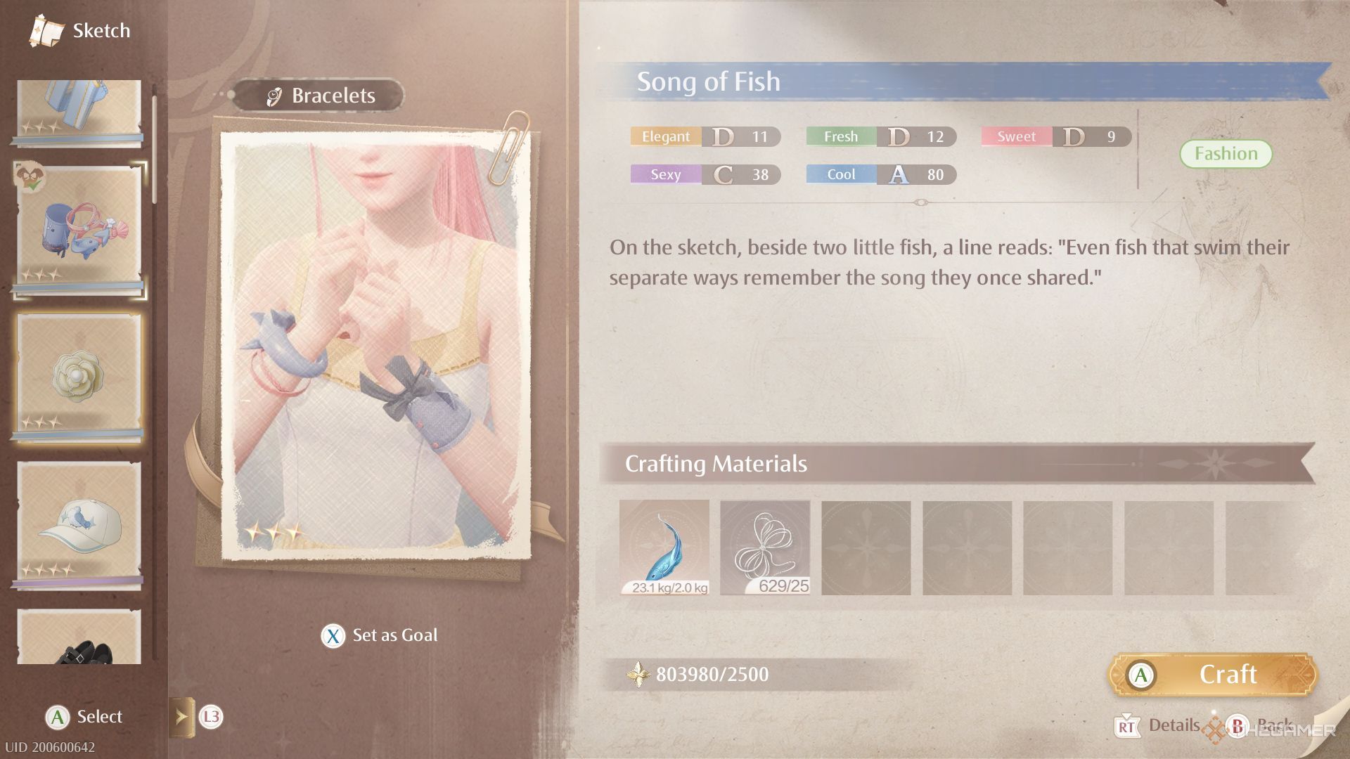 The Song of Fish bracelets are shown in Infinity Nikki.