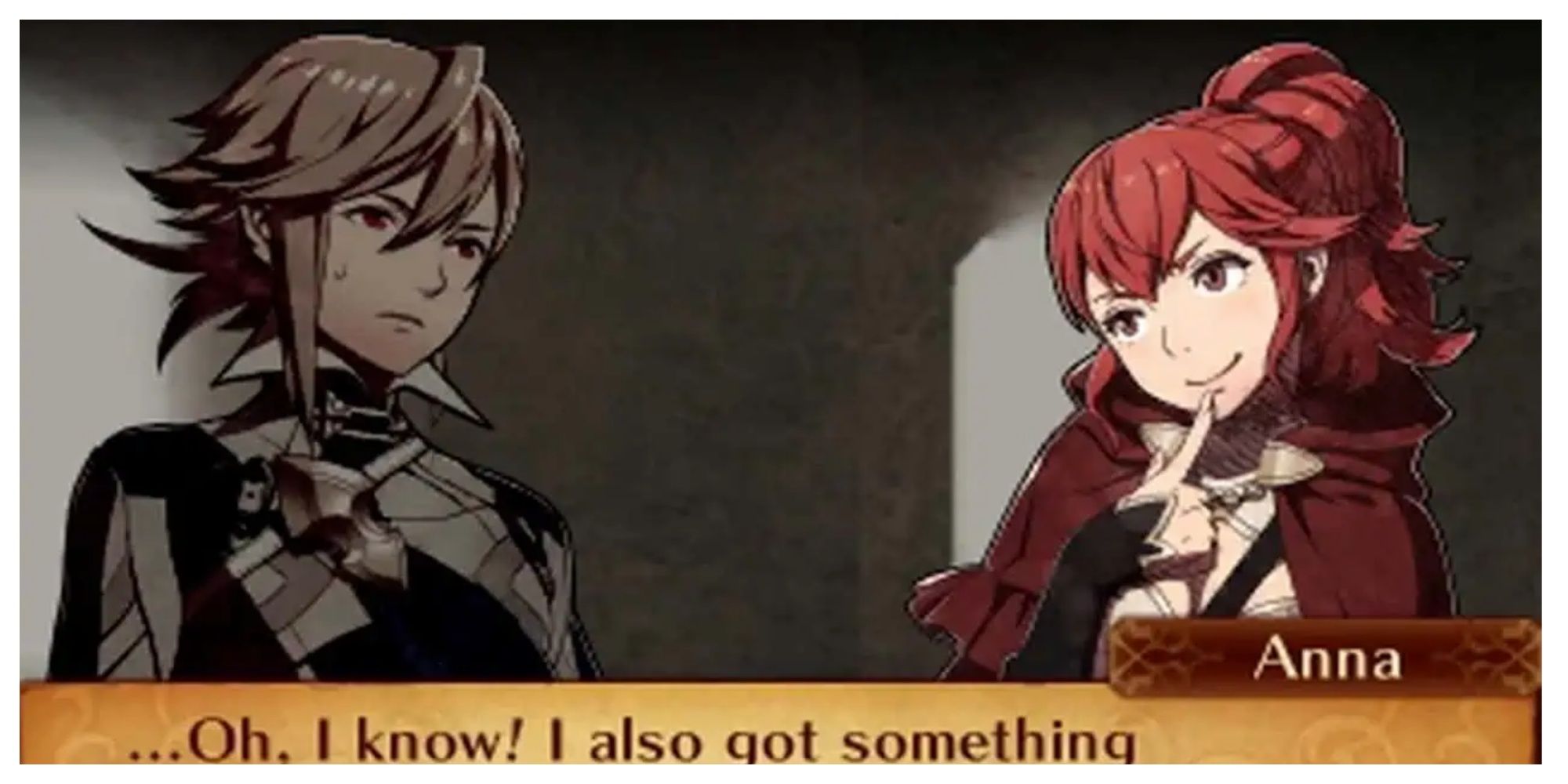 Anna talking to Corrin in Fire Emblem: Fates