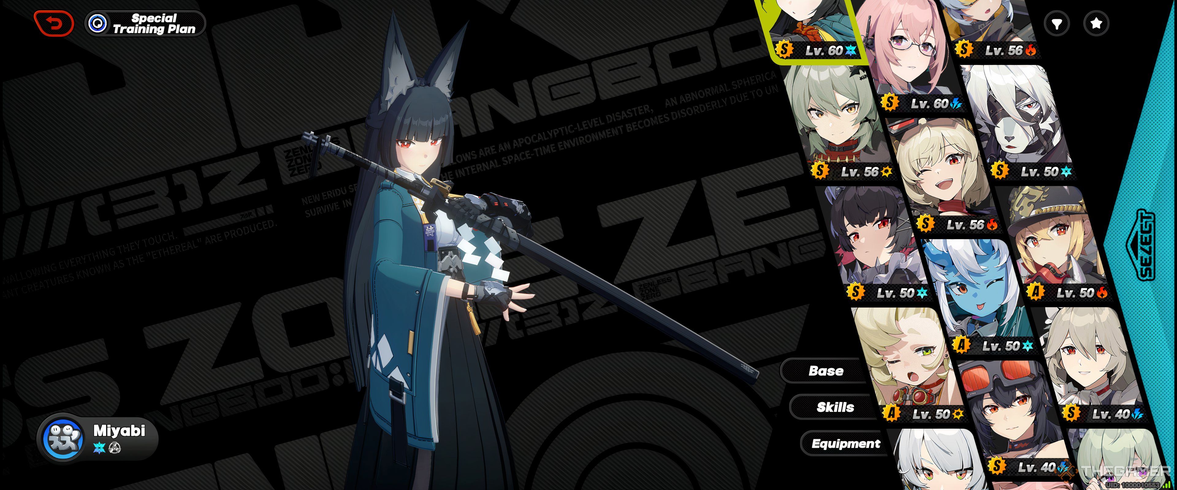 Hoshimi Miyabi in the character select screen in Zenless Zone Zero.