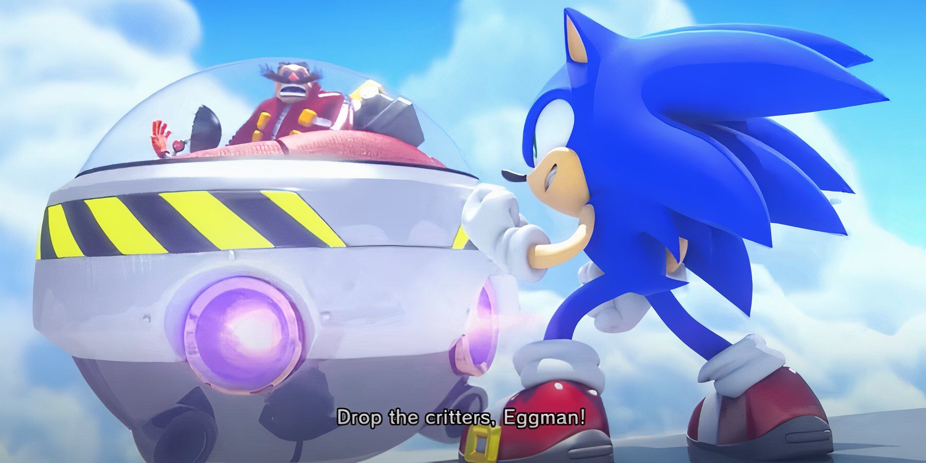 Sonic talking to a scared Eggman in Sonic Lost World