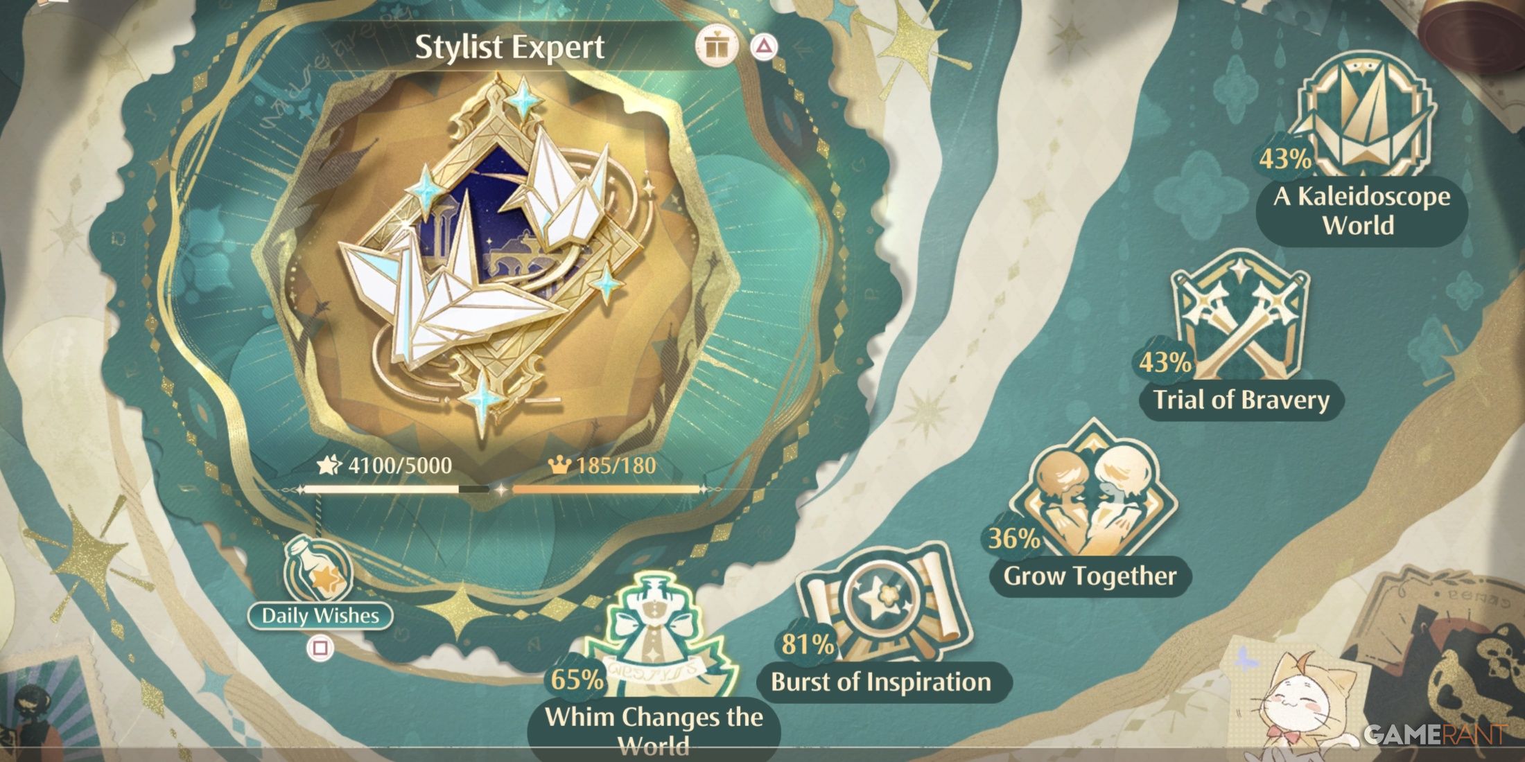 The Courses menu from Infinity Nikki, showing the stylist level