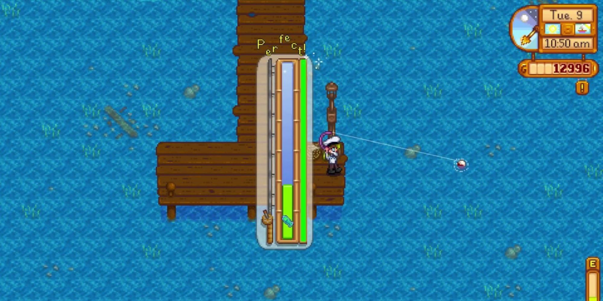 Stardew Valley Player Ocean Fishing mid fish. 