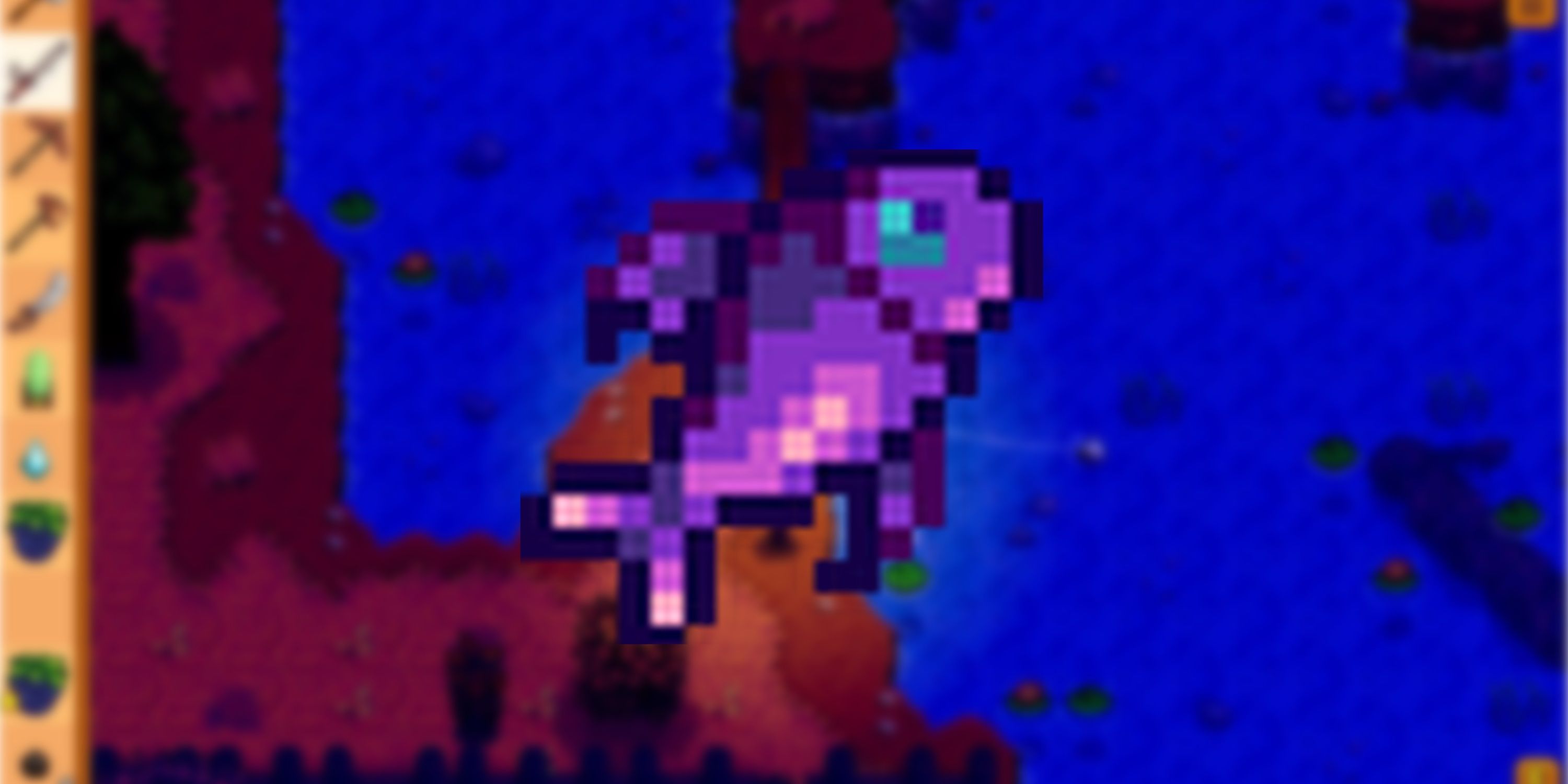 Stardew Valley Midnight Carp Over Blurred Background.