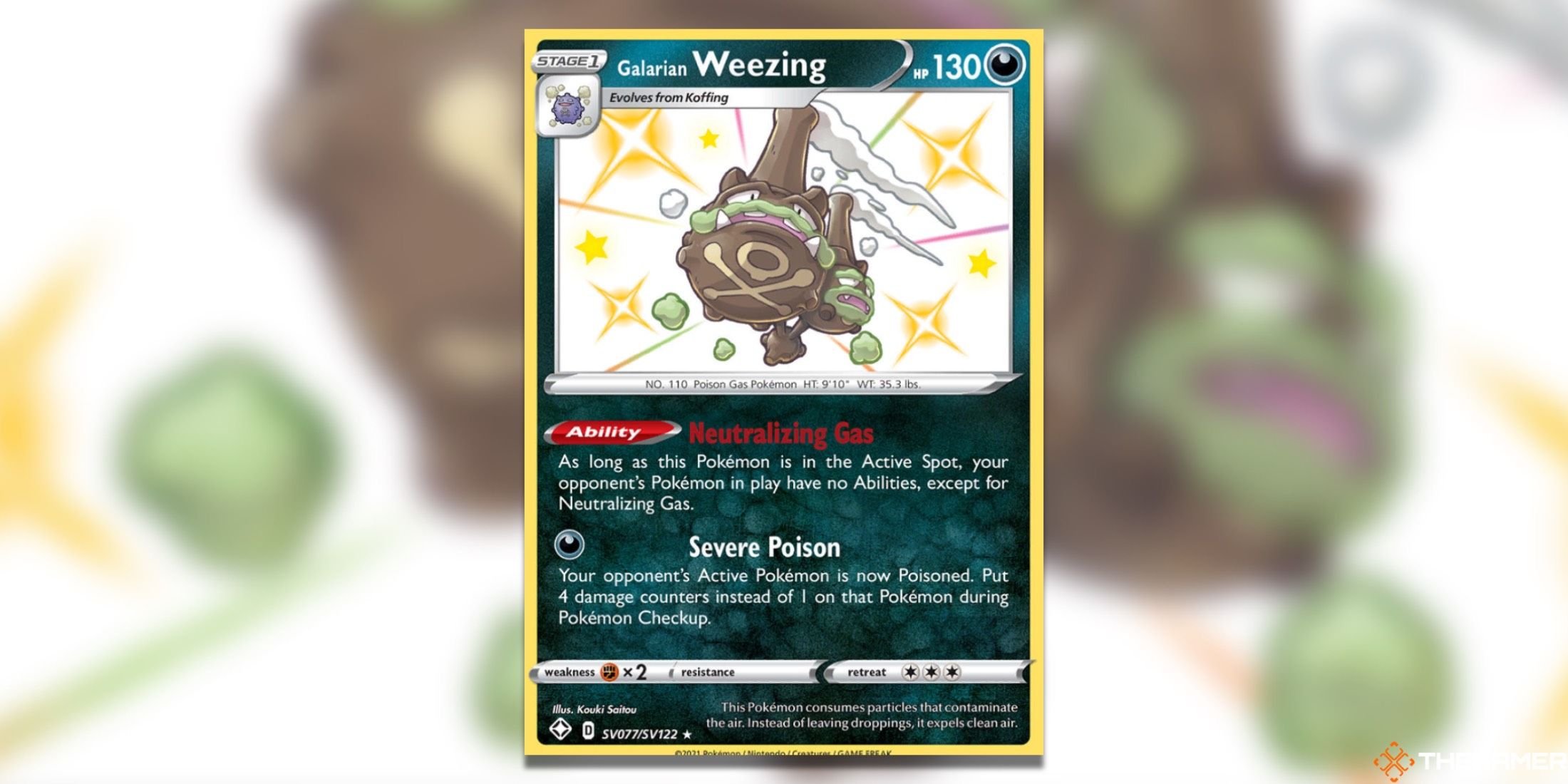 The Weezing Shiny Holo Rare from Shining Fates in the Pokemon TCG.