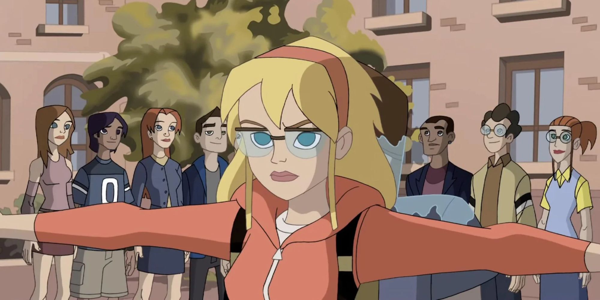 Gwen Stacy standing in a crowd