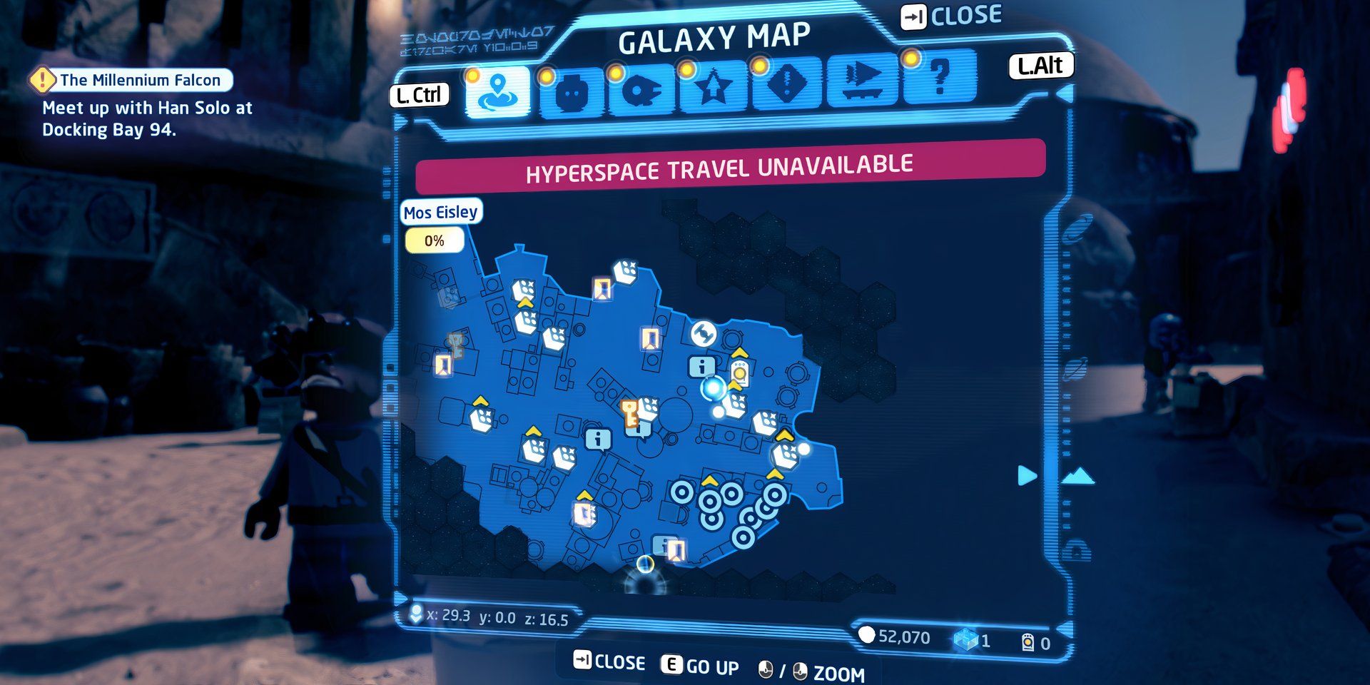 Image of a datacard on the map in Lego Star Wars The Skywalker Saga