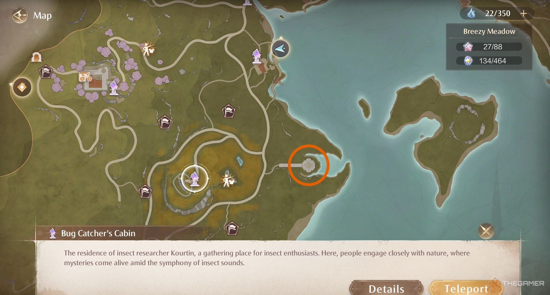 Location of Swan Gazebo on the map in Infinity Nikki