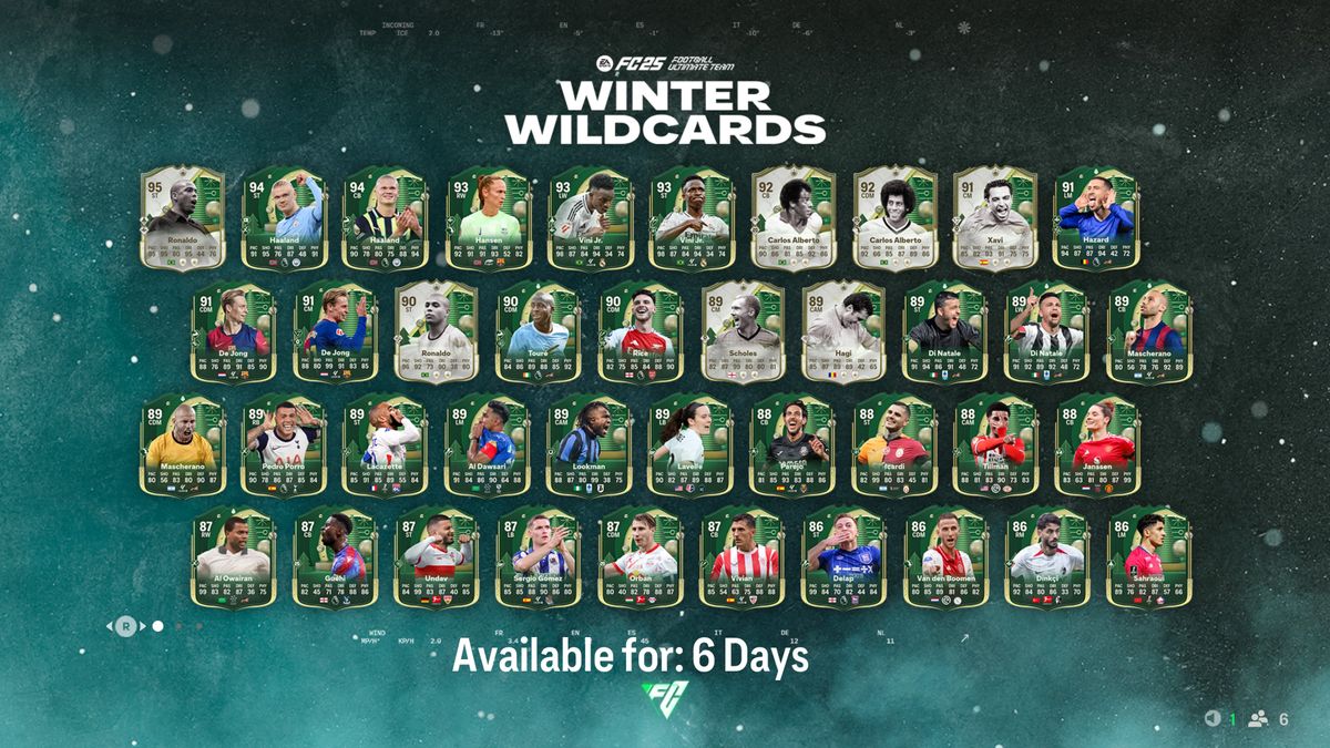 FC 25 Winter Wildcards SBC calendar and full cards list