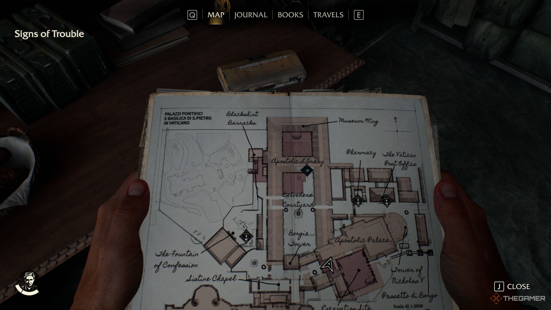 The Vatican Map showing the fifth Medicine Bottle location in Indiana Jones and the Great Circle.