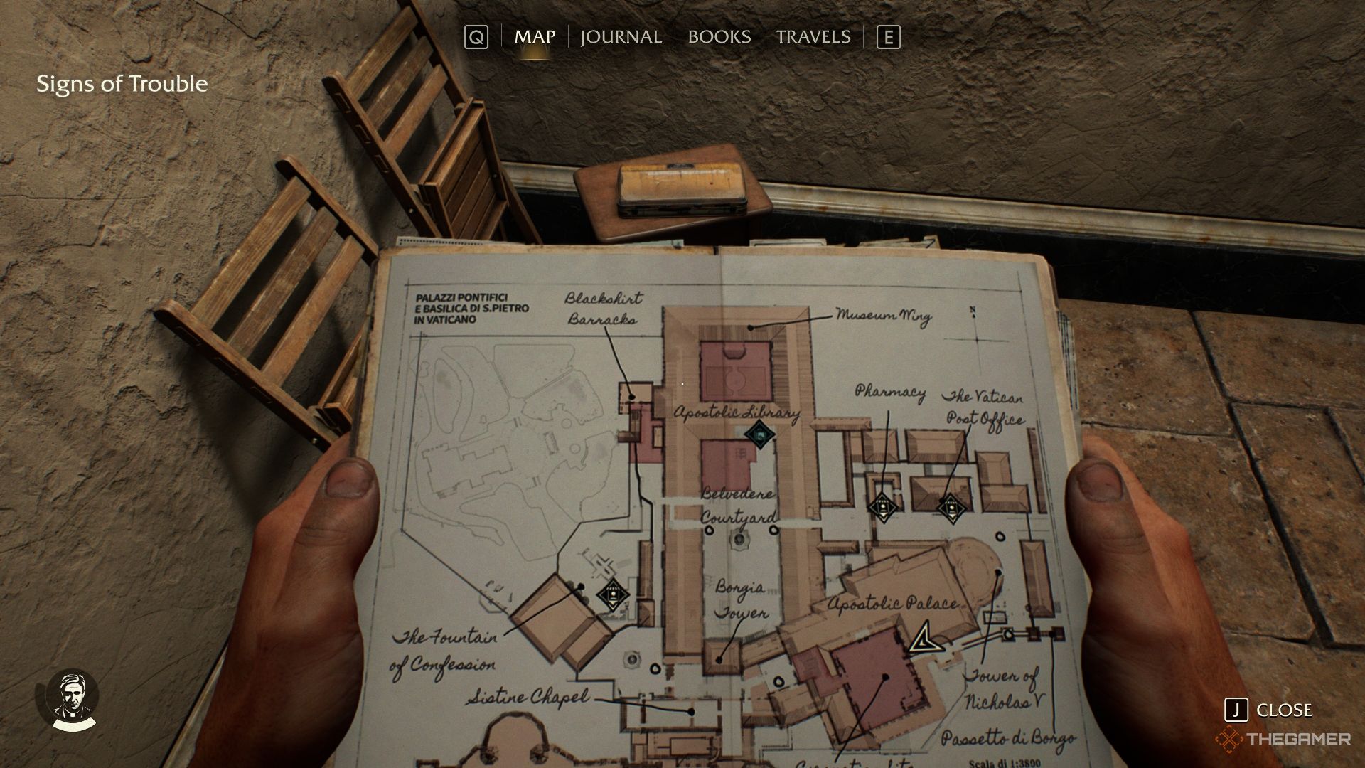 The Vatican Map showing the 13th Medicine Bottle location in Indiana Jones and the Great Circle.