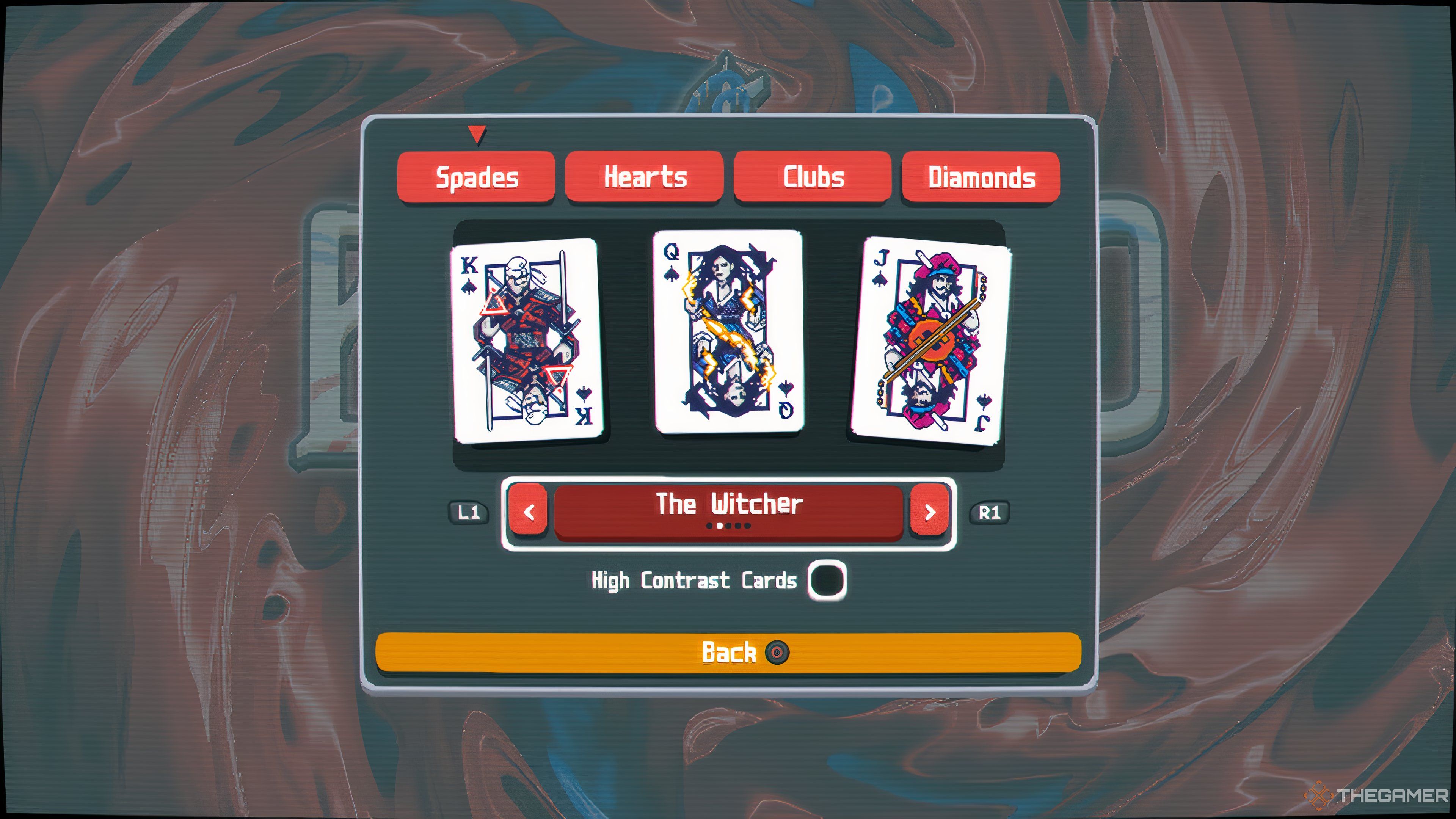 The Witcher themed cards option in Balatro.