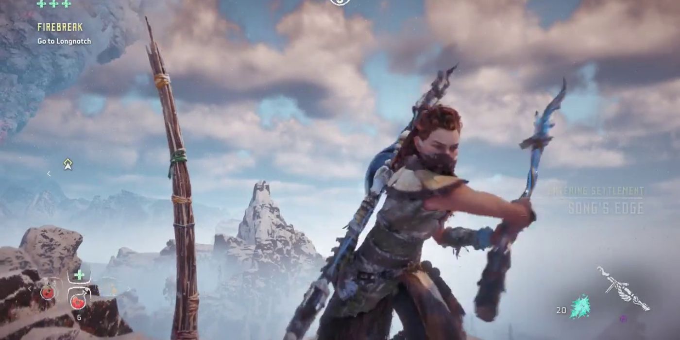 Aloy wearing Nora Silent Hunter outfit from Horizon Zero Dawn.