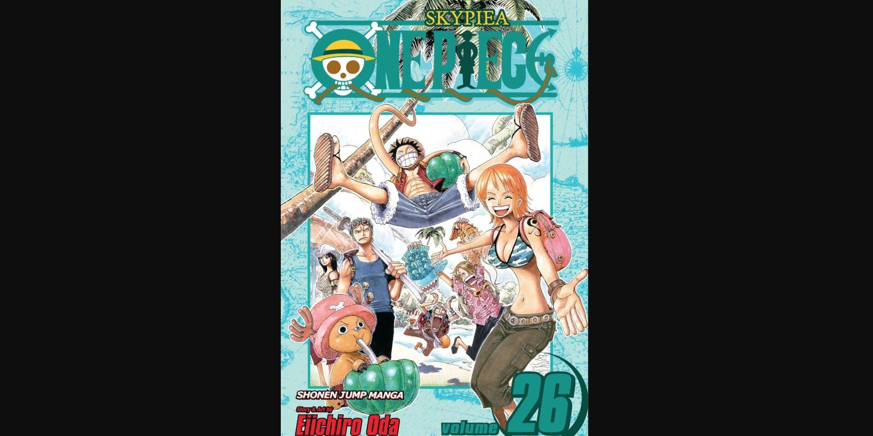 Volume 26 cover showing Luffy, Nami and Chopper and Zoro 