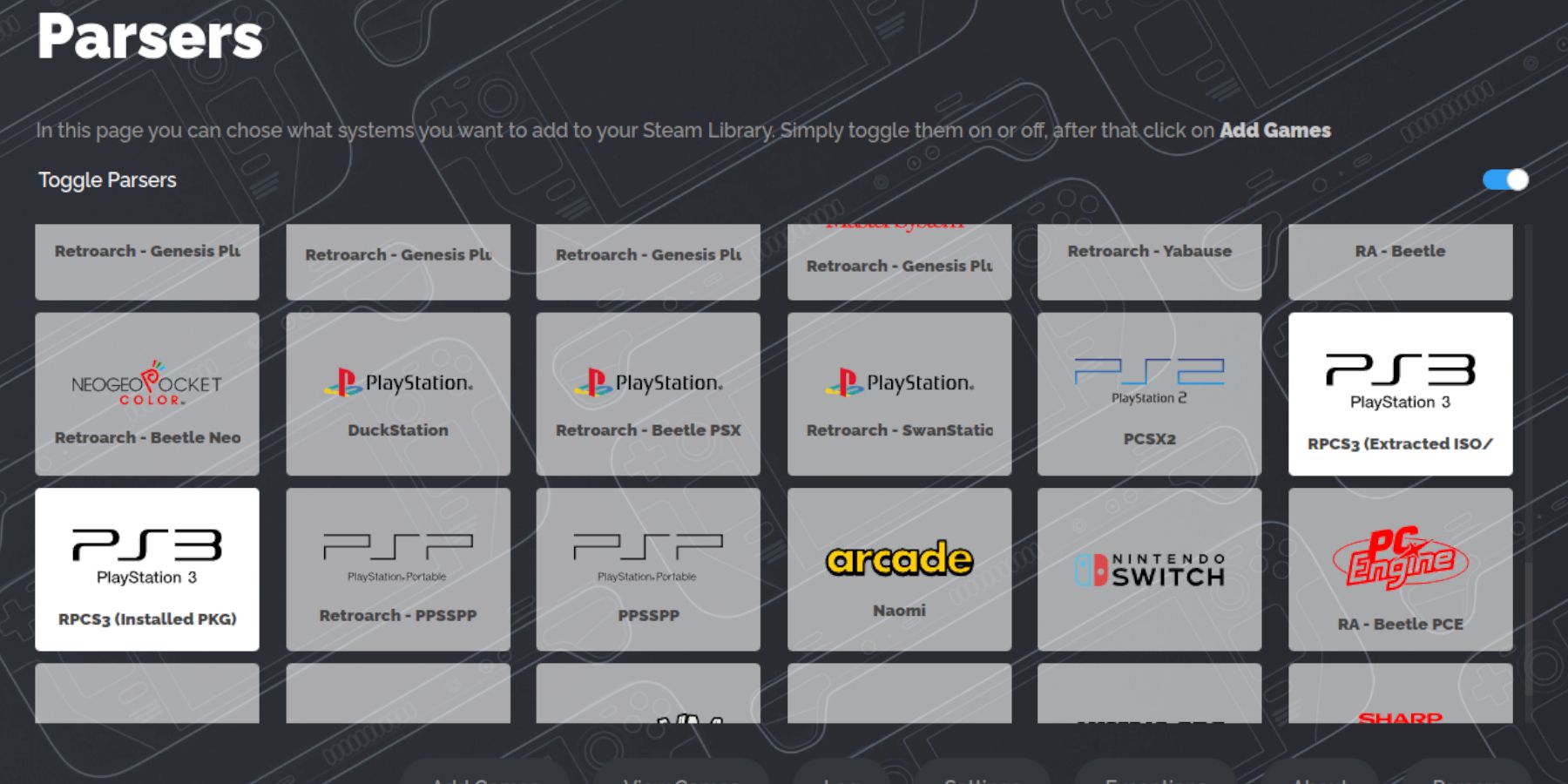 Steam Deck - PlayStation 3 Parsers in the Steam Rom Manager