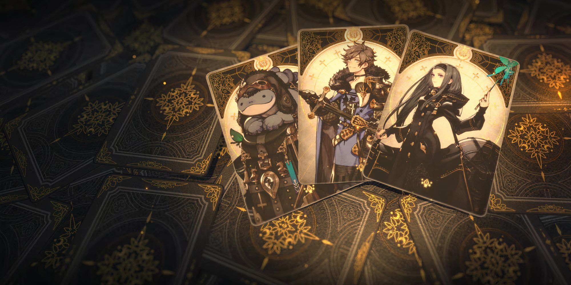 Promo art featuring characters on cards in Voice Of Cards