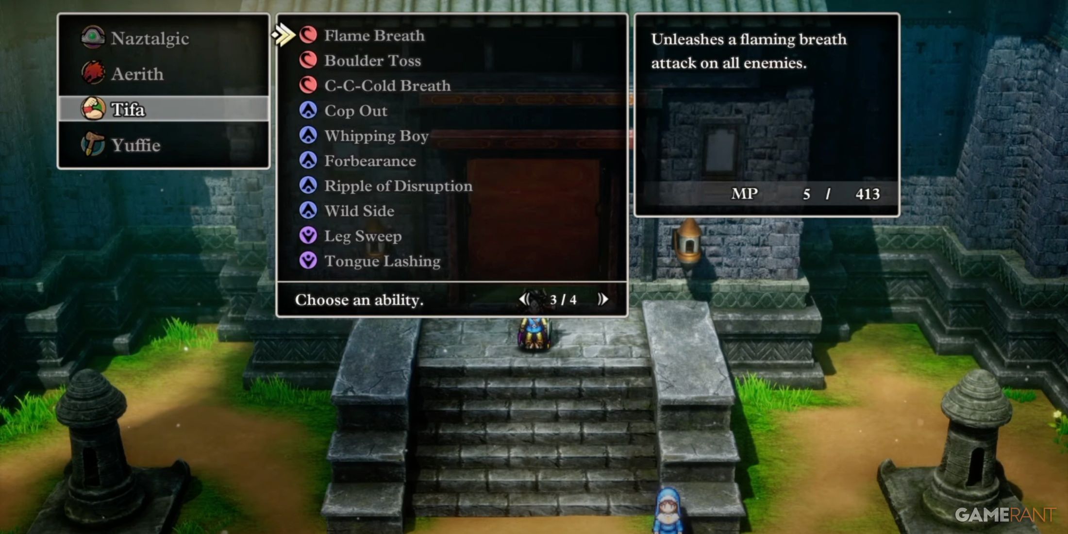 Flame Breath ability in Dragon Quest 3 HD-2D Remake