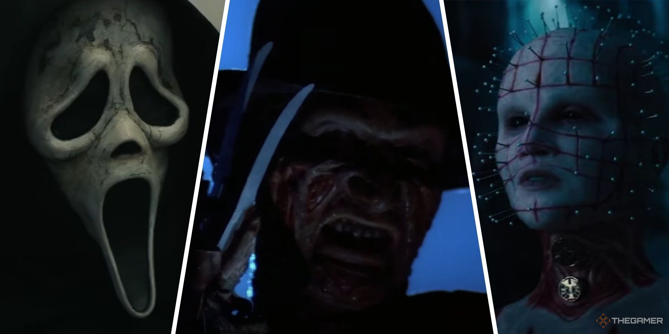 Colague image showing Ghostface, Freddy Krueger, and Pinhead.