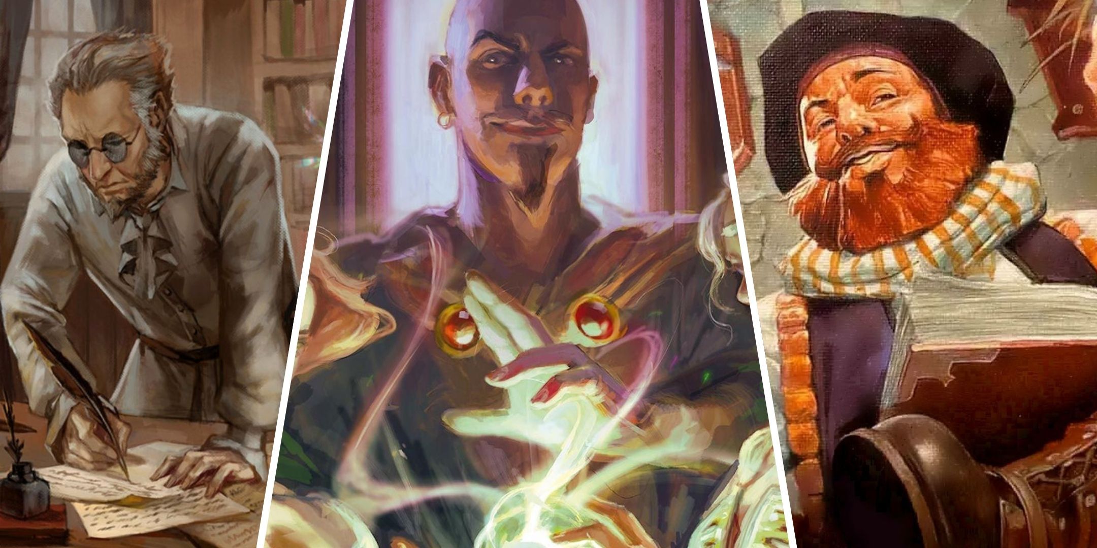 Rudolph van Richten, Mordenkainen, and Volo, from Dungeons & Dragons.