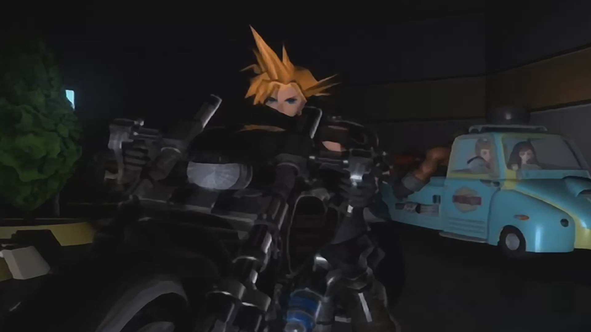 Final Fantasy 7 protagonist Cloud Strife on a motorbike