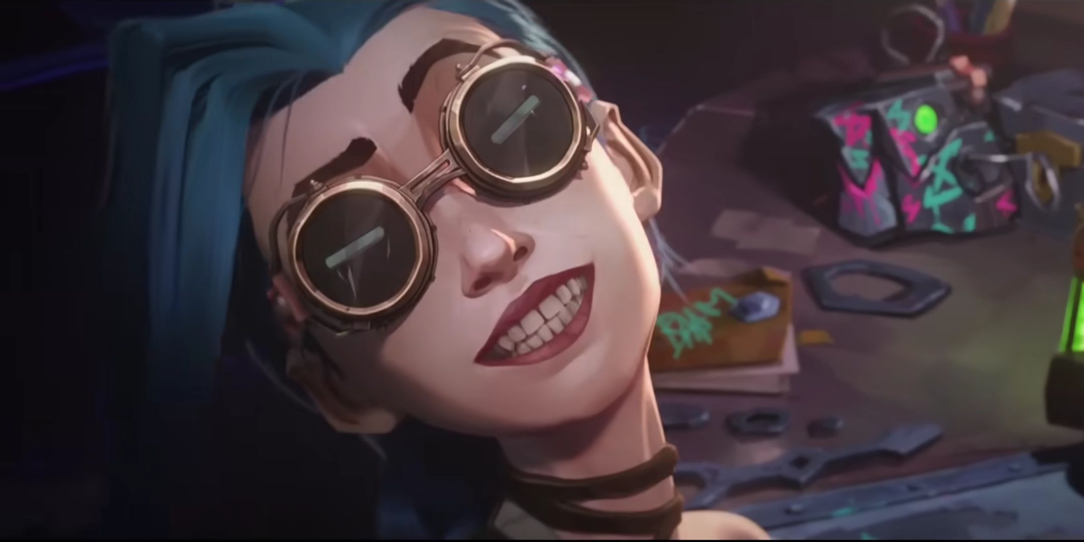 Jinx grinning in Arcane.