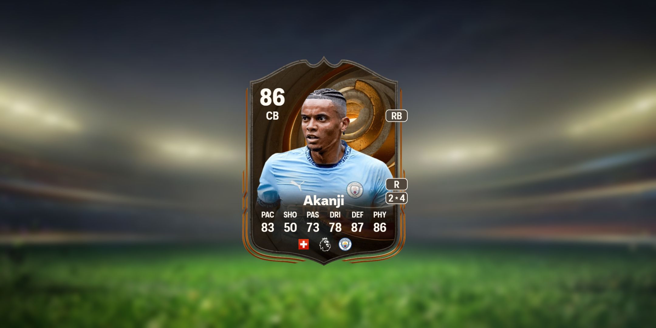 Manuel Akanji's card in EA Sports FC 25.