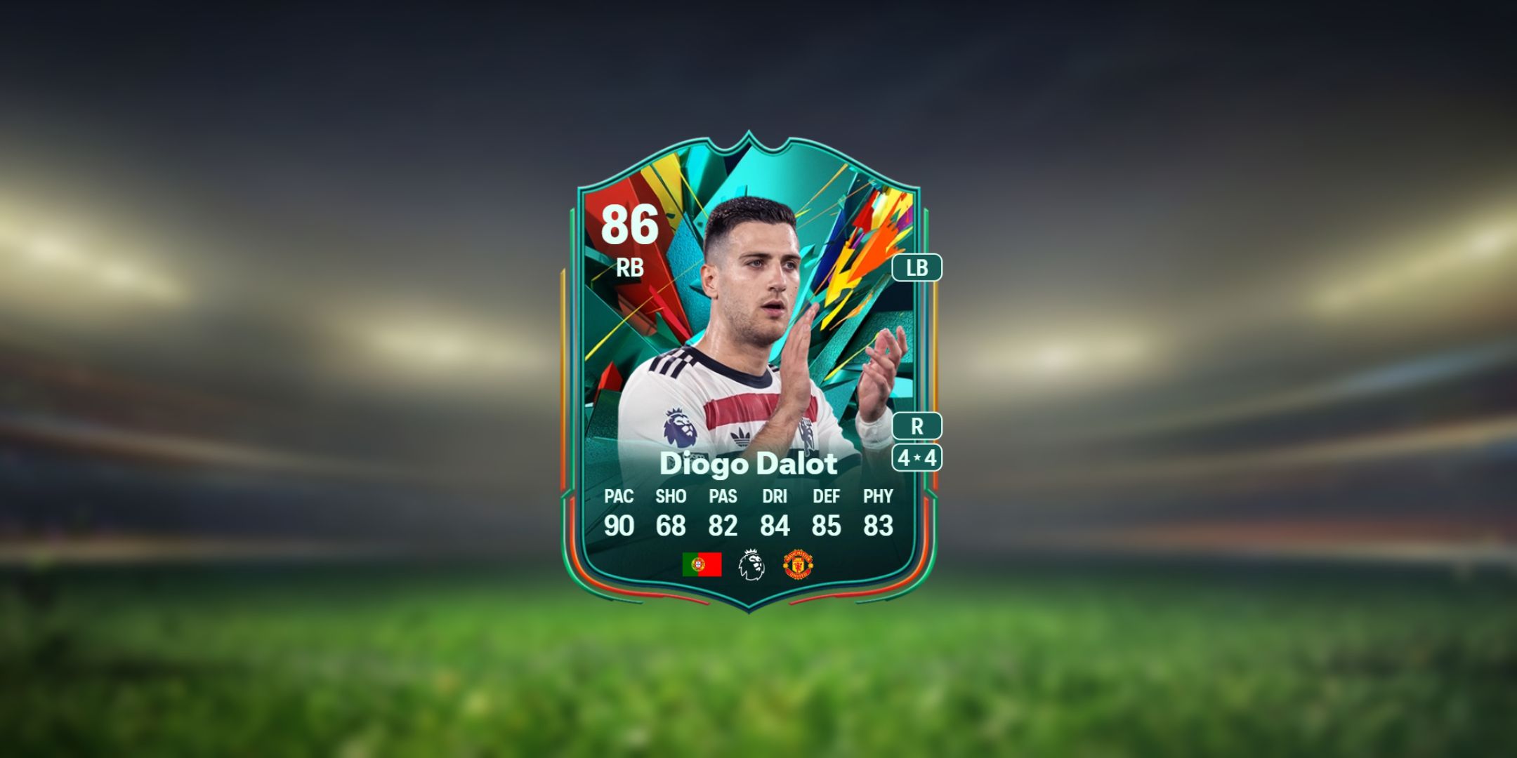 Diogo Dalot's card in EA Sports FC 25.