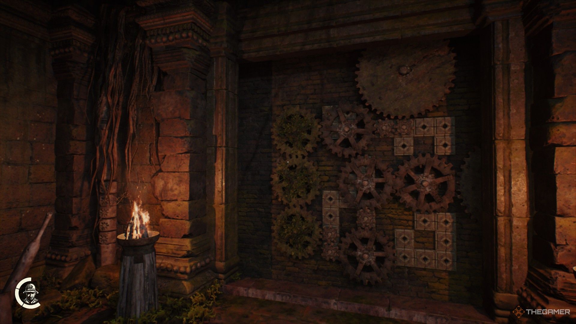 the correct configuration for the cogwheel puzzle near wat mahathat in indiana jones and the great circle.