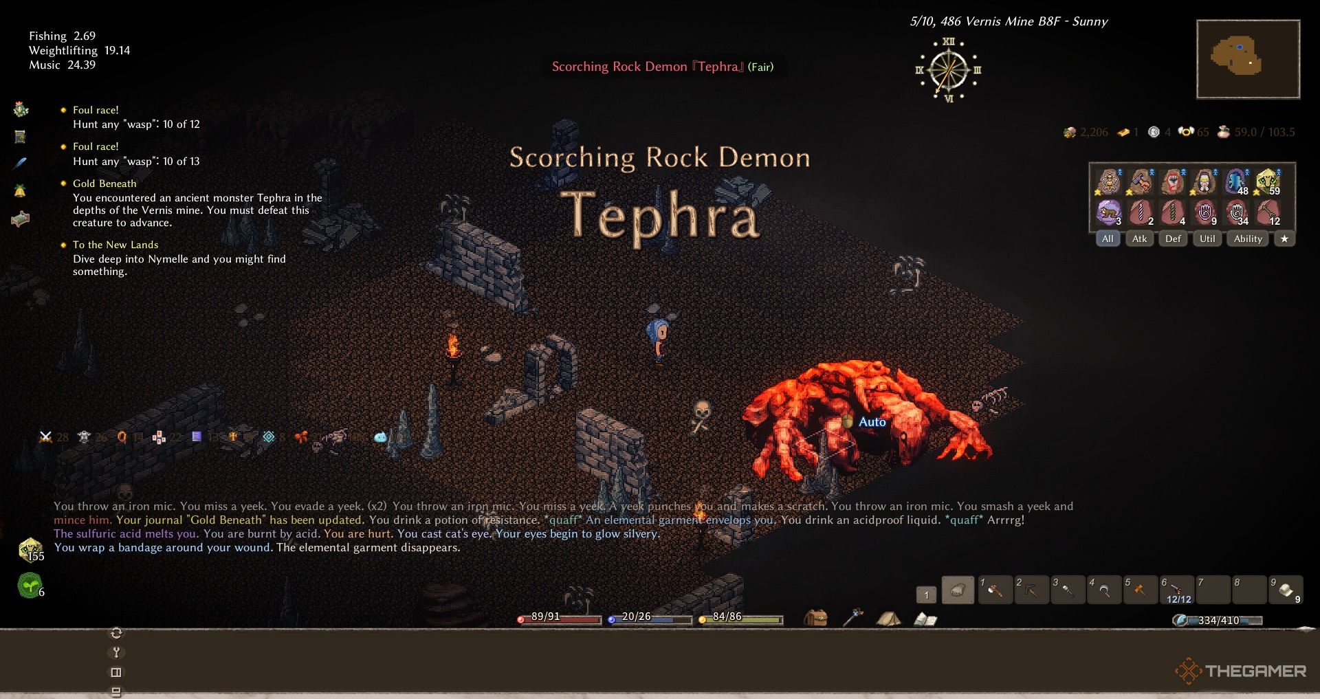 The fire demon Tephra attacks the player in Elin, setting fire to their inventory. 