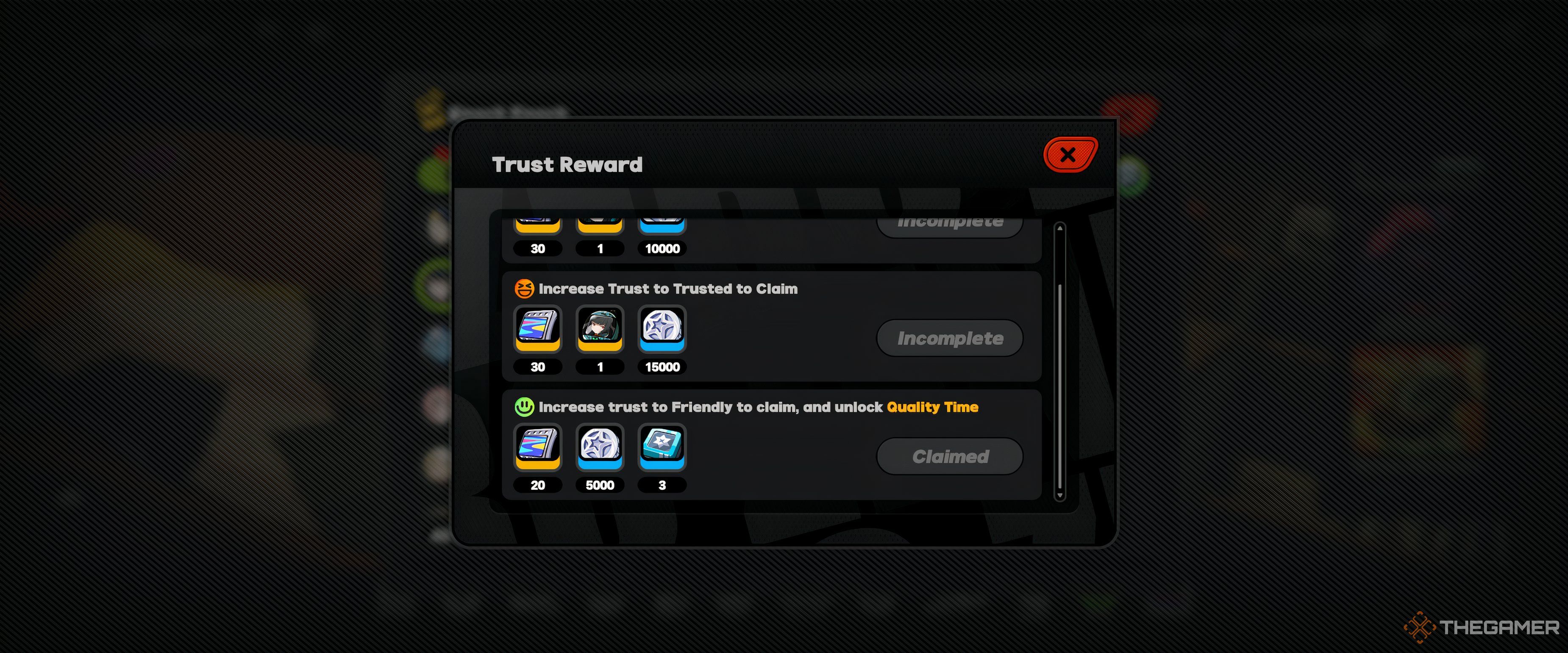 Miyabi Trust Reward screen in Zenless Zone Zero.