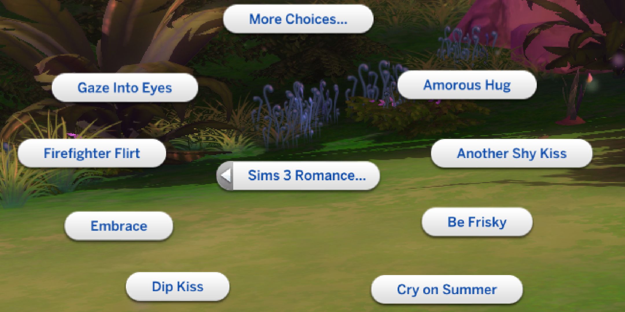 Romance options from The Sims 4 Romantic Interaction From Sims 3.