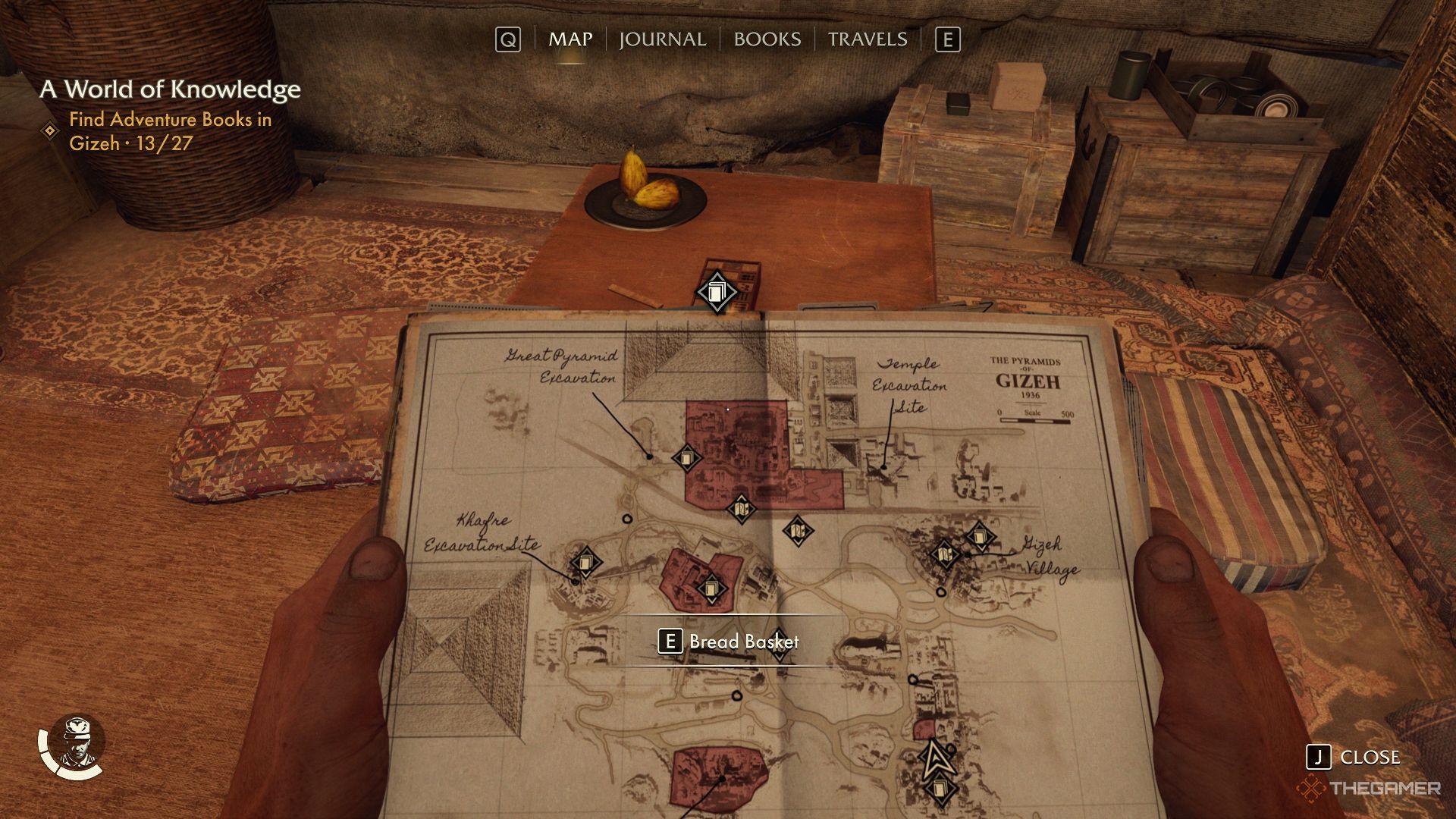 The Gizeh map showing the Bread Basket book location in Indiana Jones and the Great Circle.